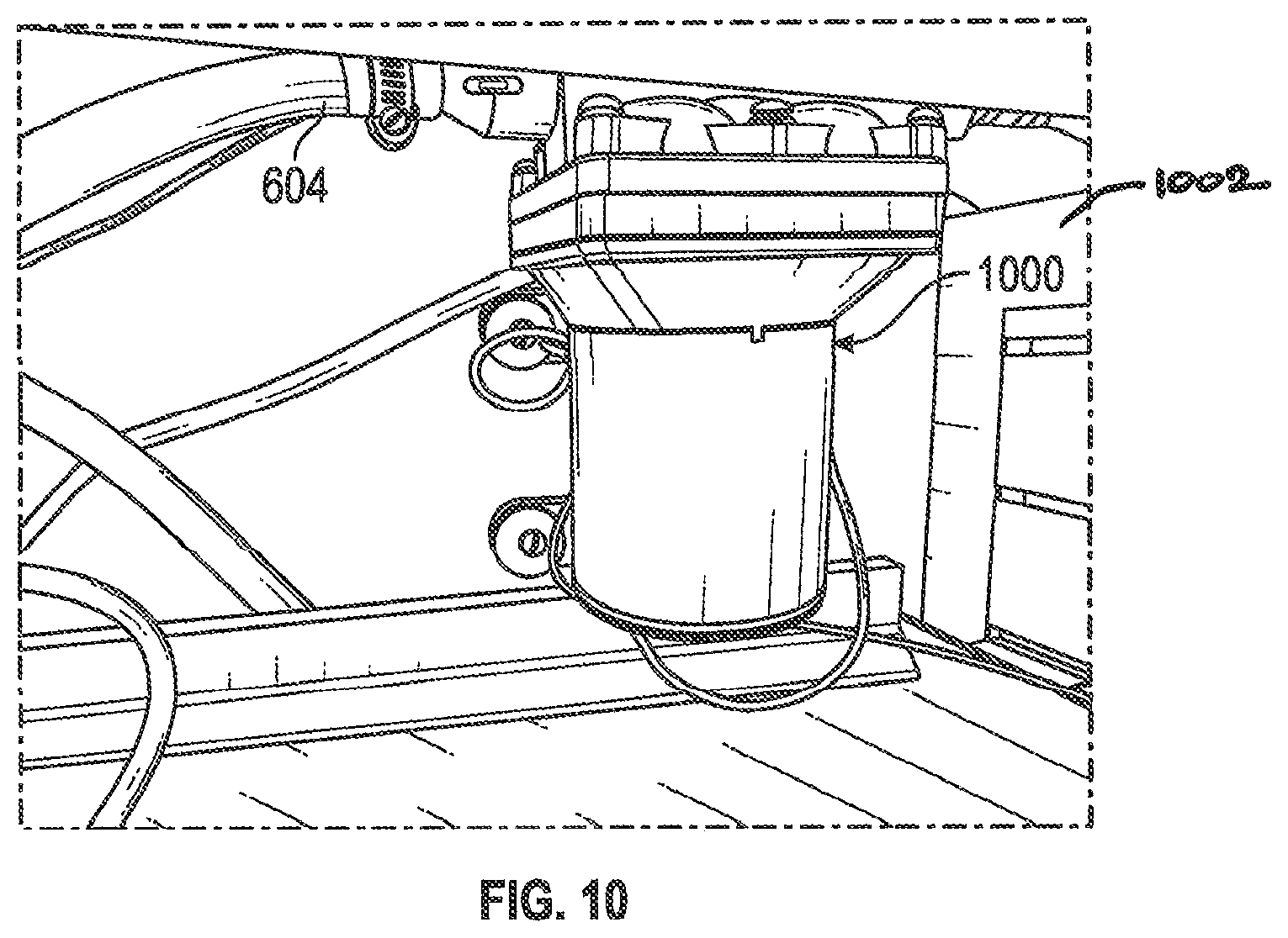 Patent US12090932 Figure 7 – Vehicle grab handle with integral handwash/eye wash fixtures