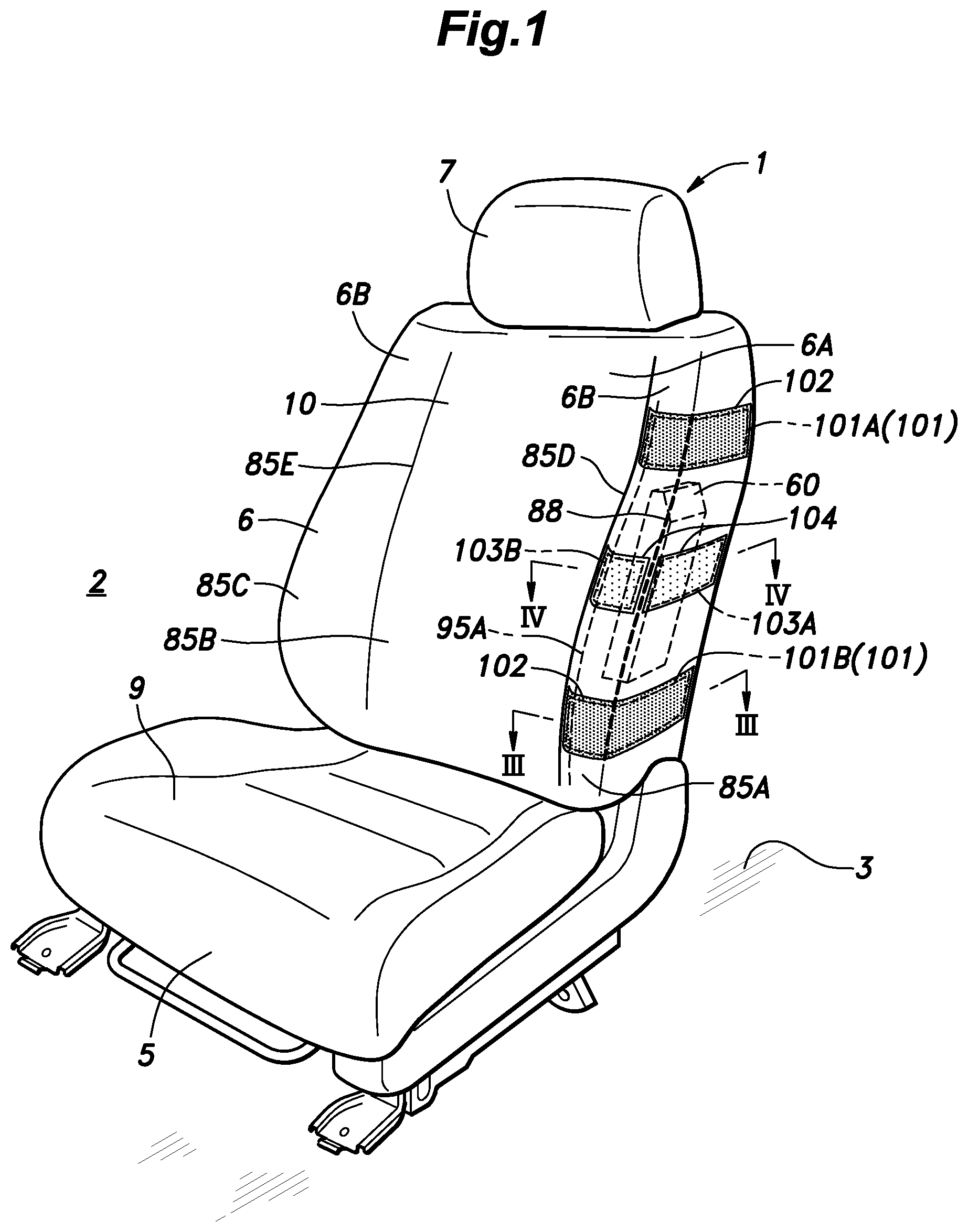 Patent US12090945 Figure 1 – Vehicle seat