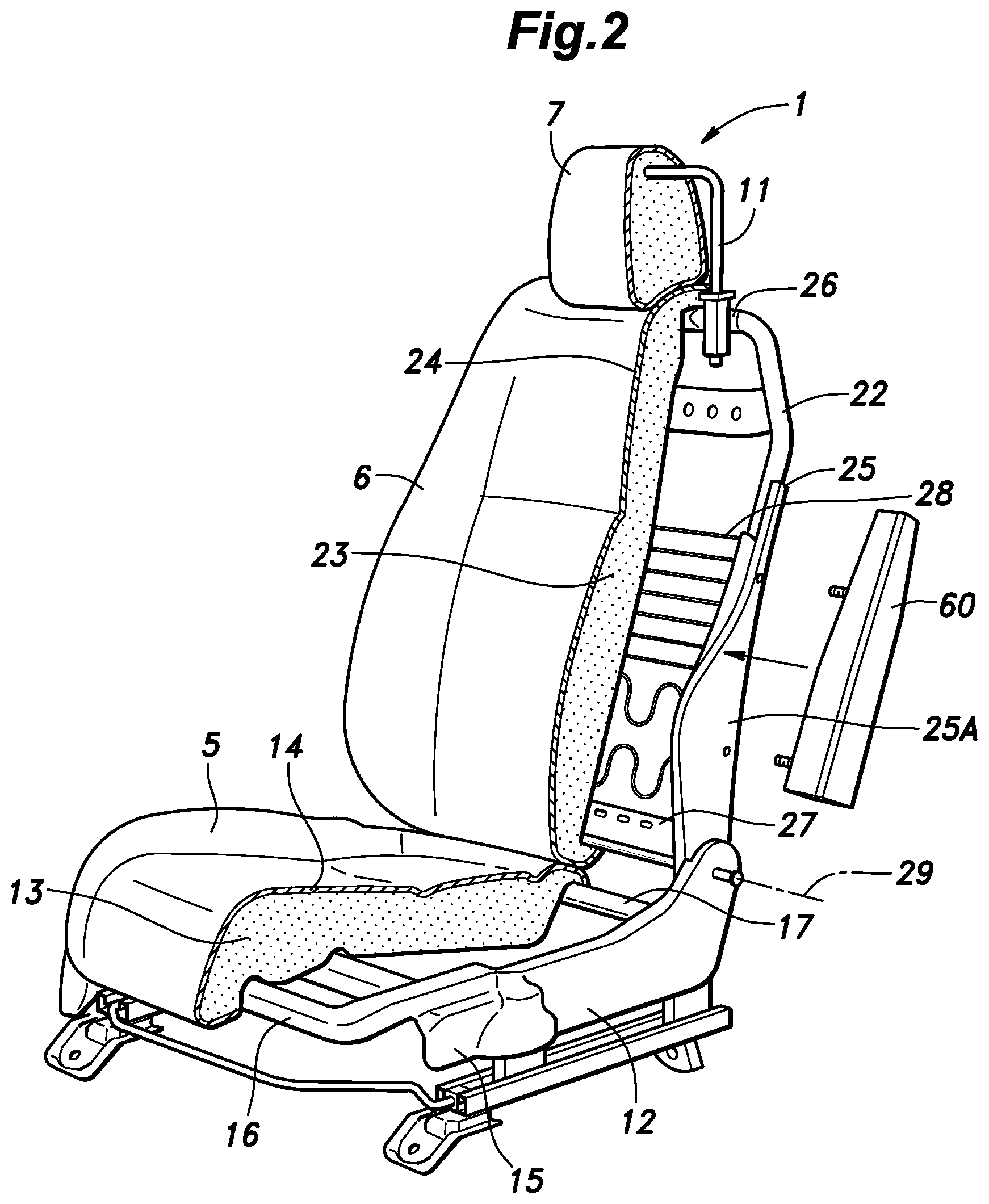 Patent US12090945 Figure 2 – Vehicle seat