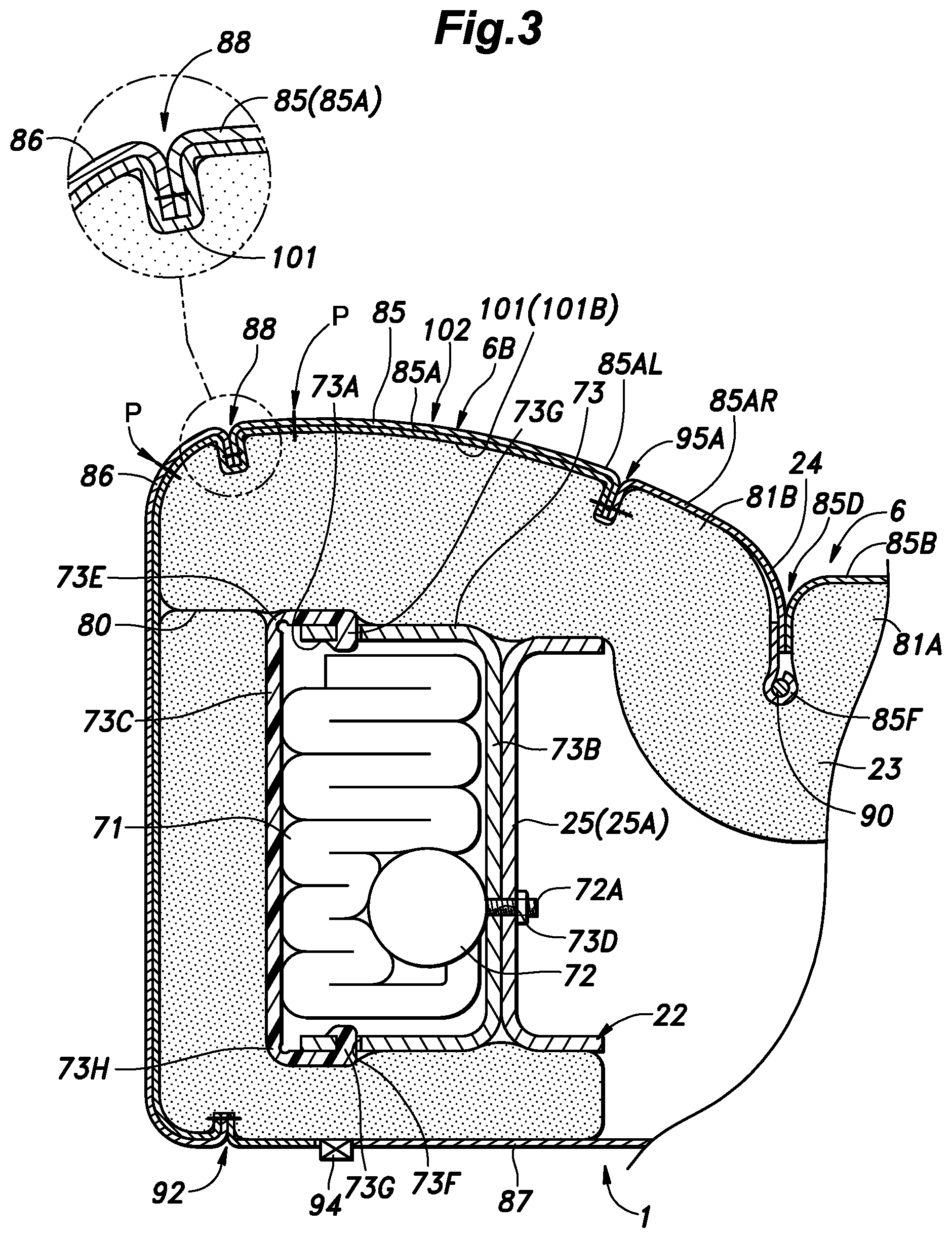 Patent US12090945 Figure 3 – Vehicle seat