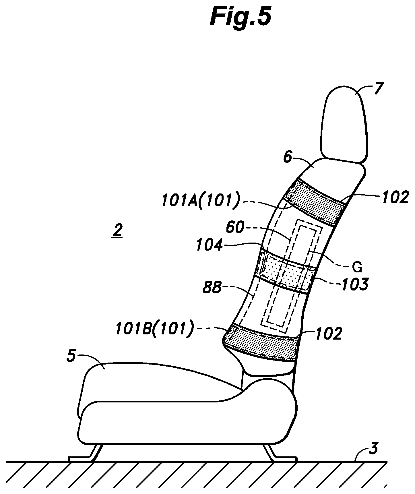 Patent US12090945 Figure 5 – Vehicle seat