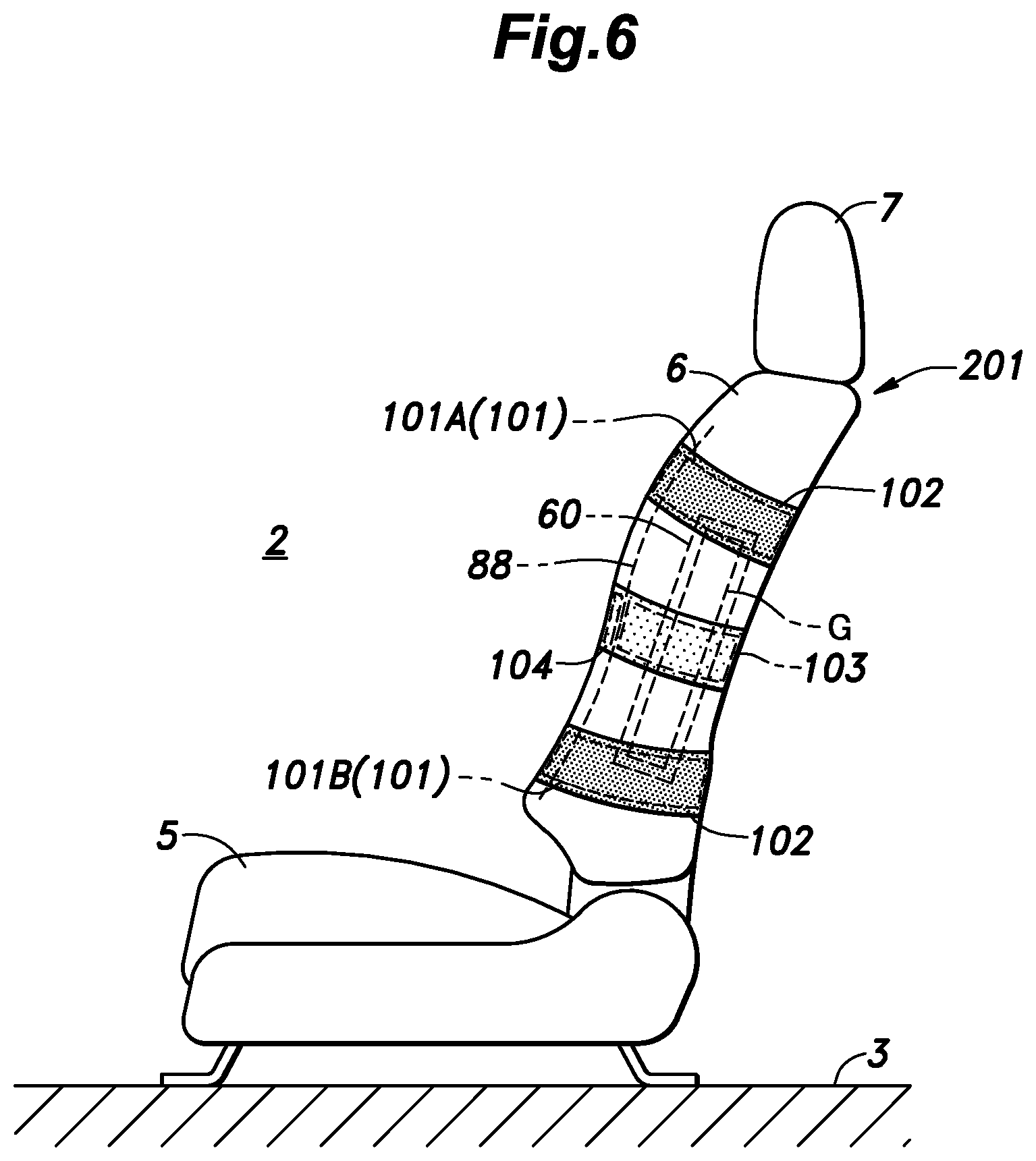 Patent US12090945 Figure 6 – Vehicle seat
