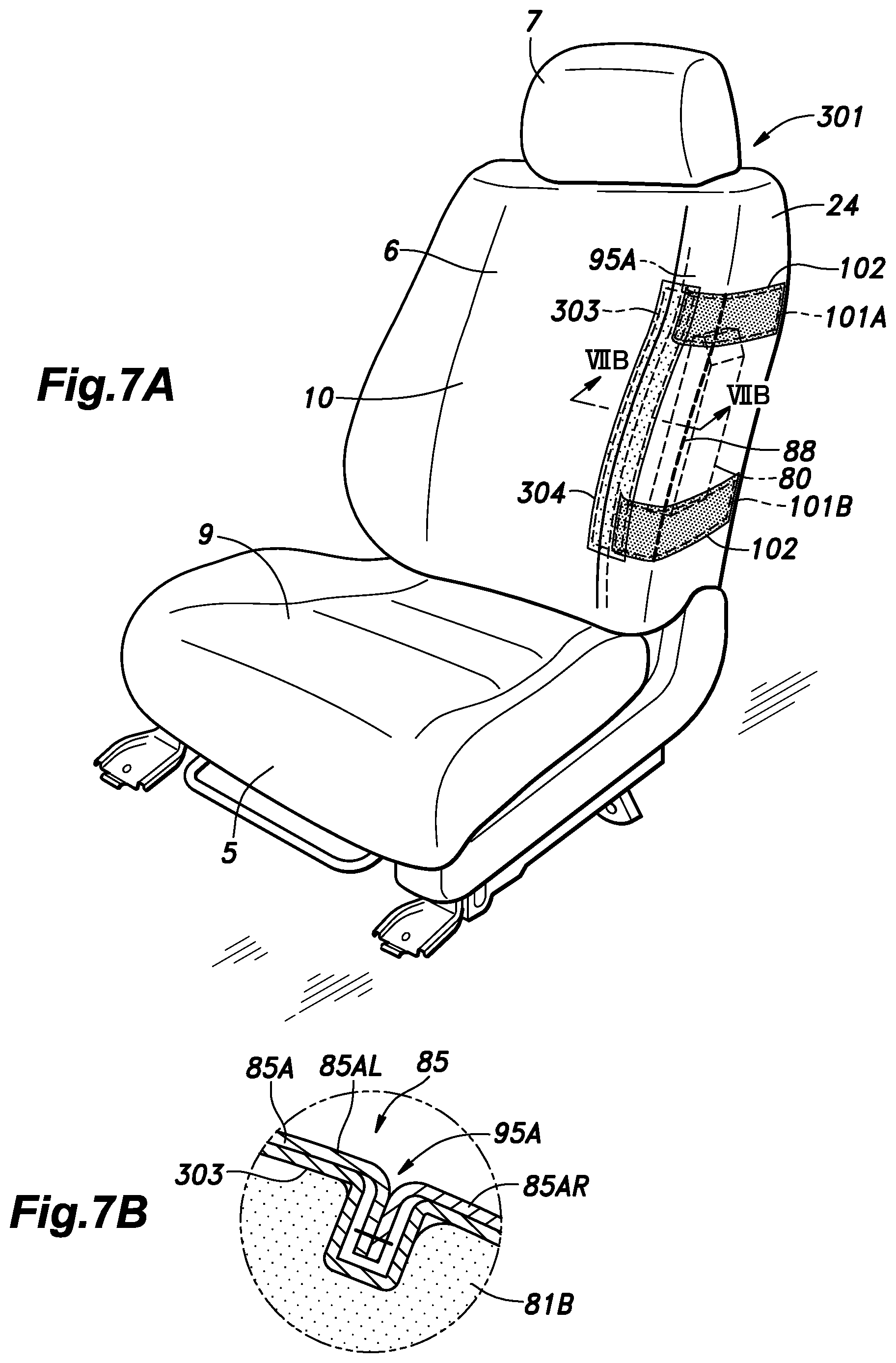 Patent US12090945 Figure 7 – Vehicle seat