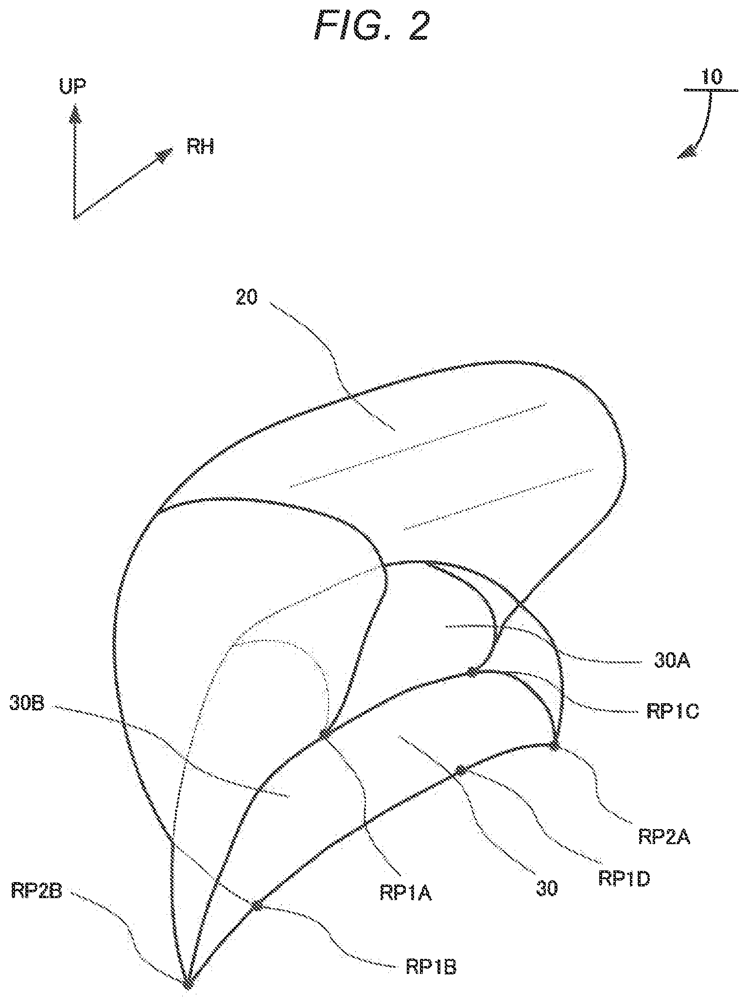 Patent US12090946 Figure 2 – Rear-seat airbag and rear-seat airbag apparatus