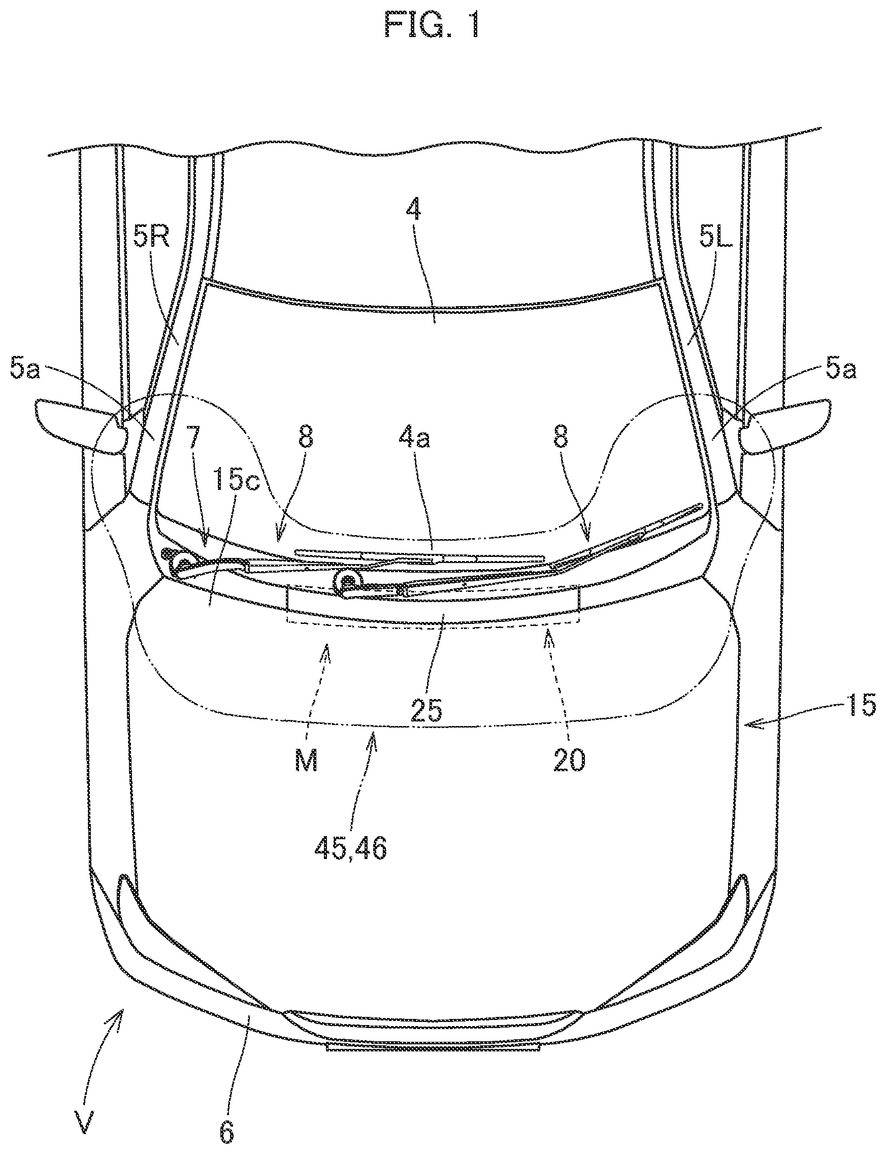 Patent US12090951 Figure 1 – Pedestrian airbag device