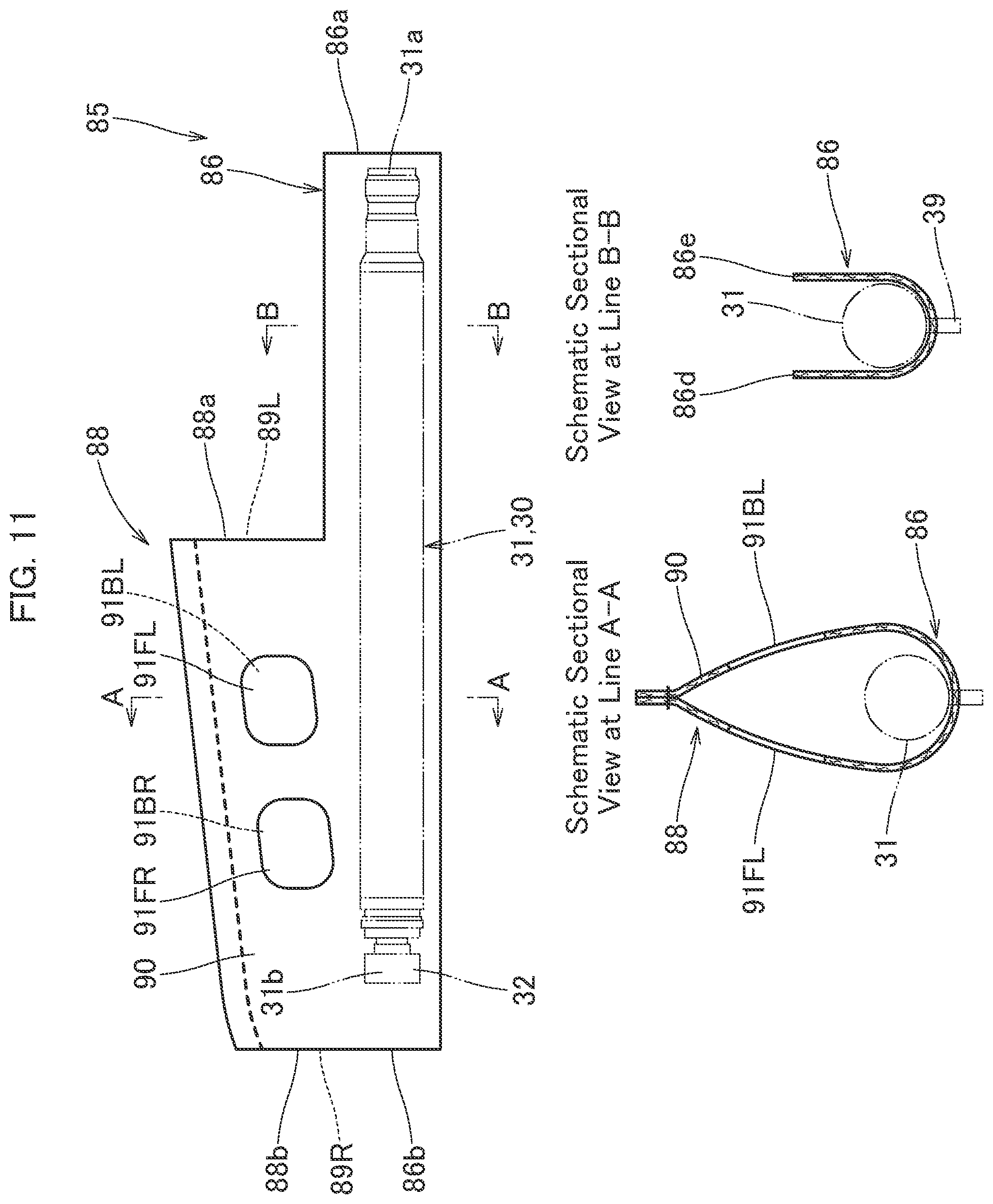 Patent US12090951 Figure 11 – Pedestrian airbag device