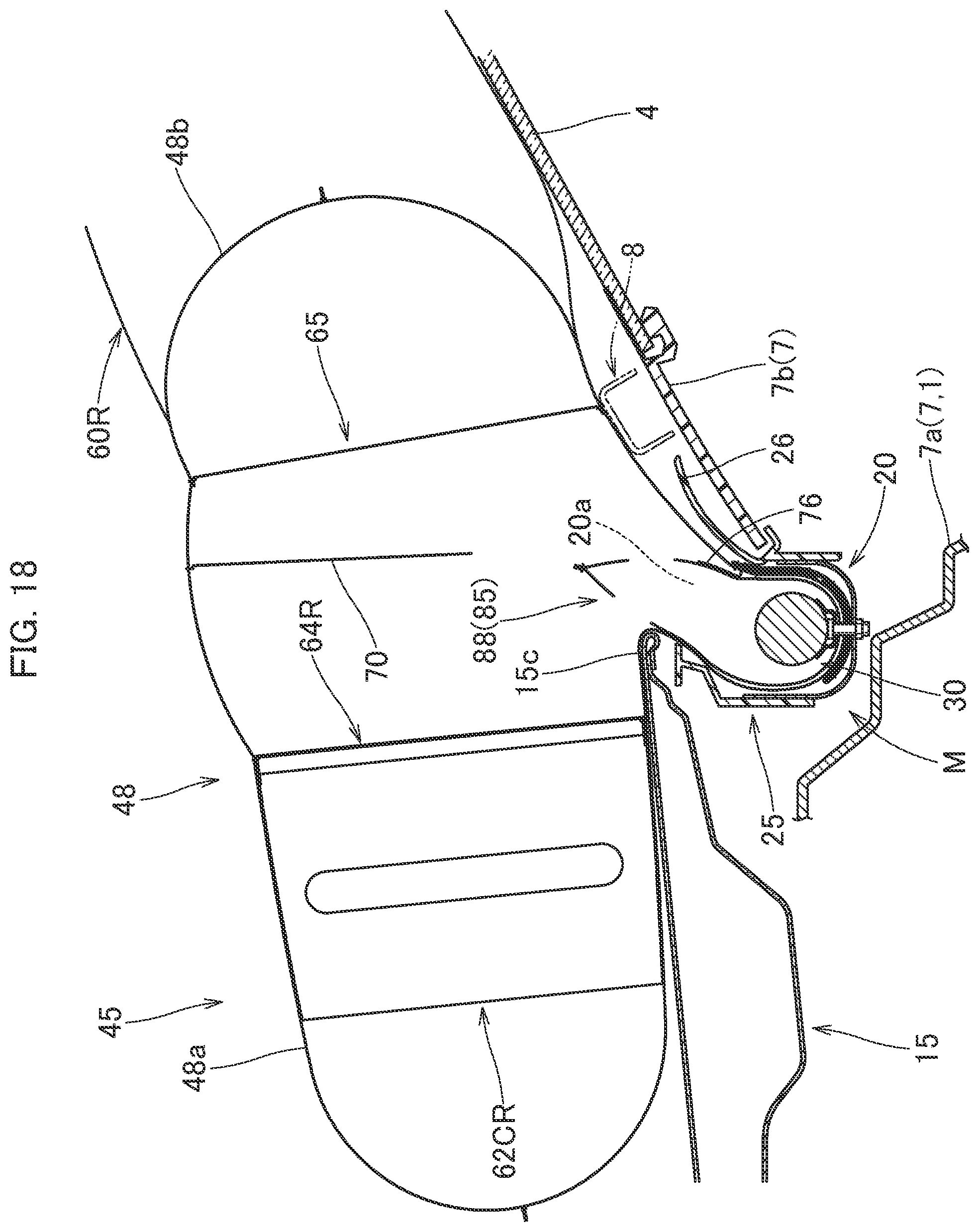 Patent US12090951 Figure 18 – Pedestrian airbag device