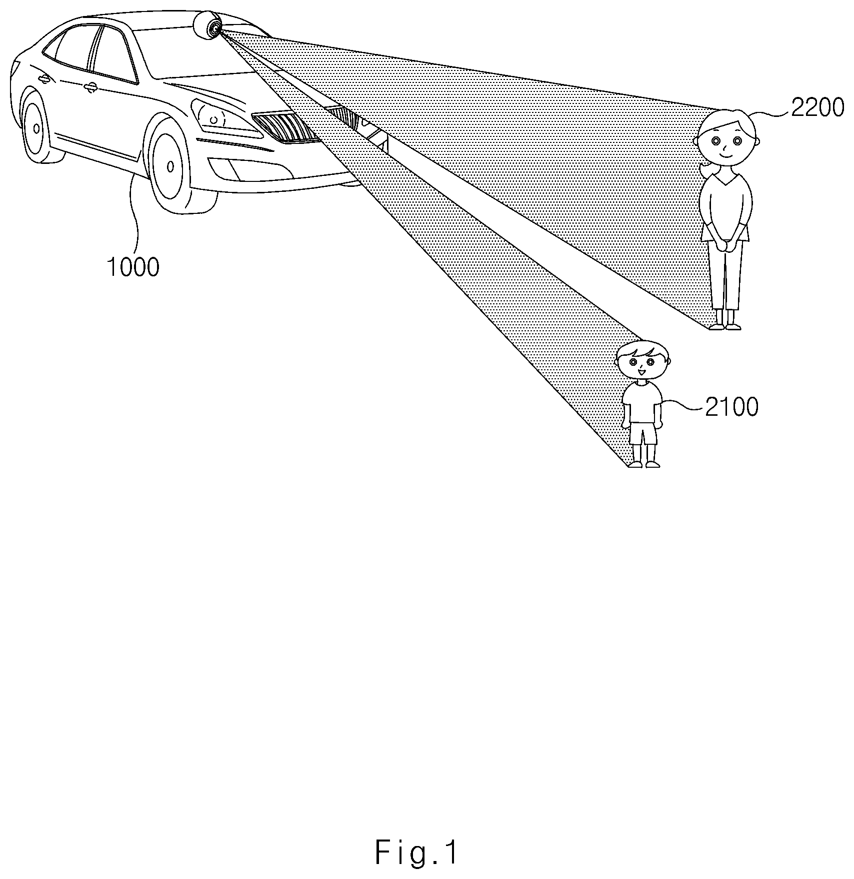 Patent US12090952 Figure 1 – Apparatus with collision warning and vehicle including the same