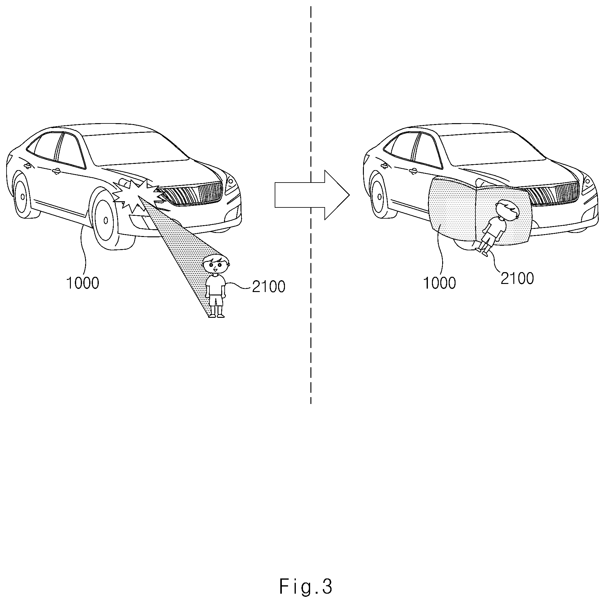 Patent US12090952 Figure 3 – Apparatus with collision warning and vehicle including the same