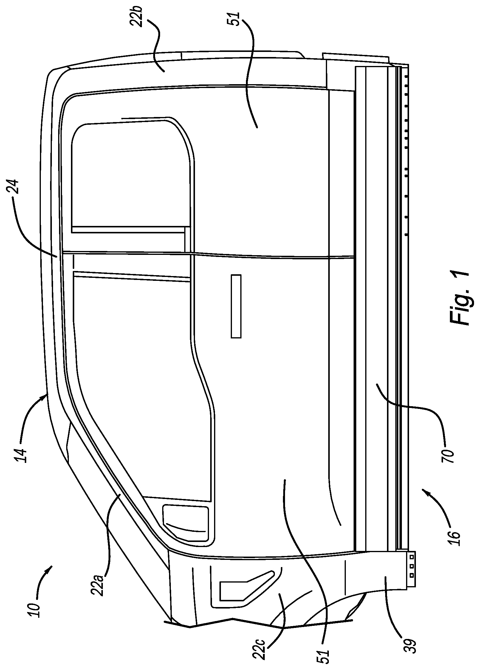 Patent US12090957 Figure 1 – Structural impact assembly and vehicle having structural impact assembly