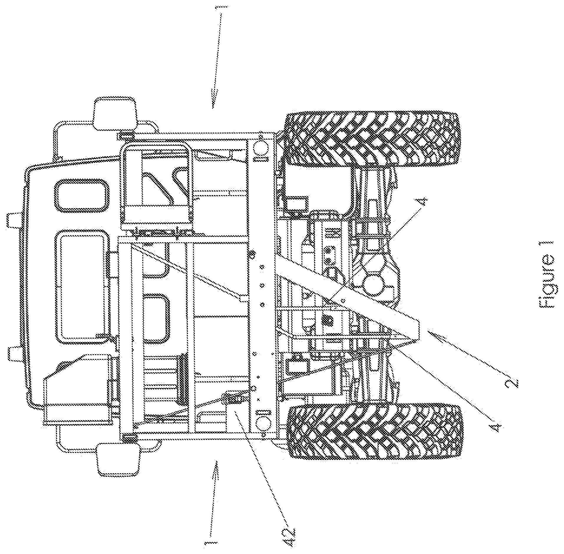 Patent US12090960 Figure 1 – Portable platform with retractable staircase