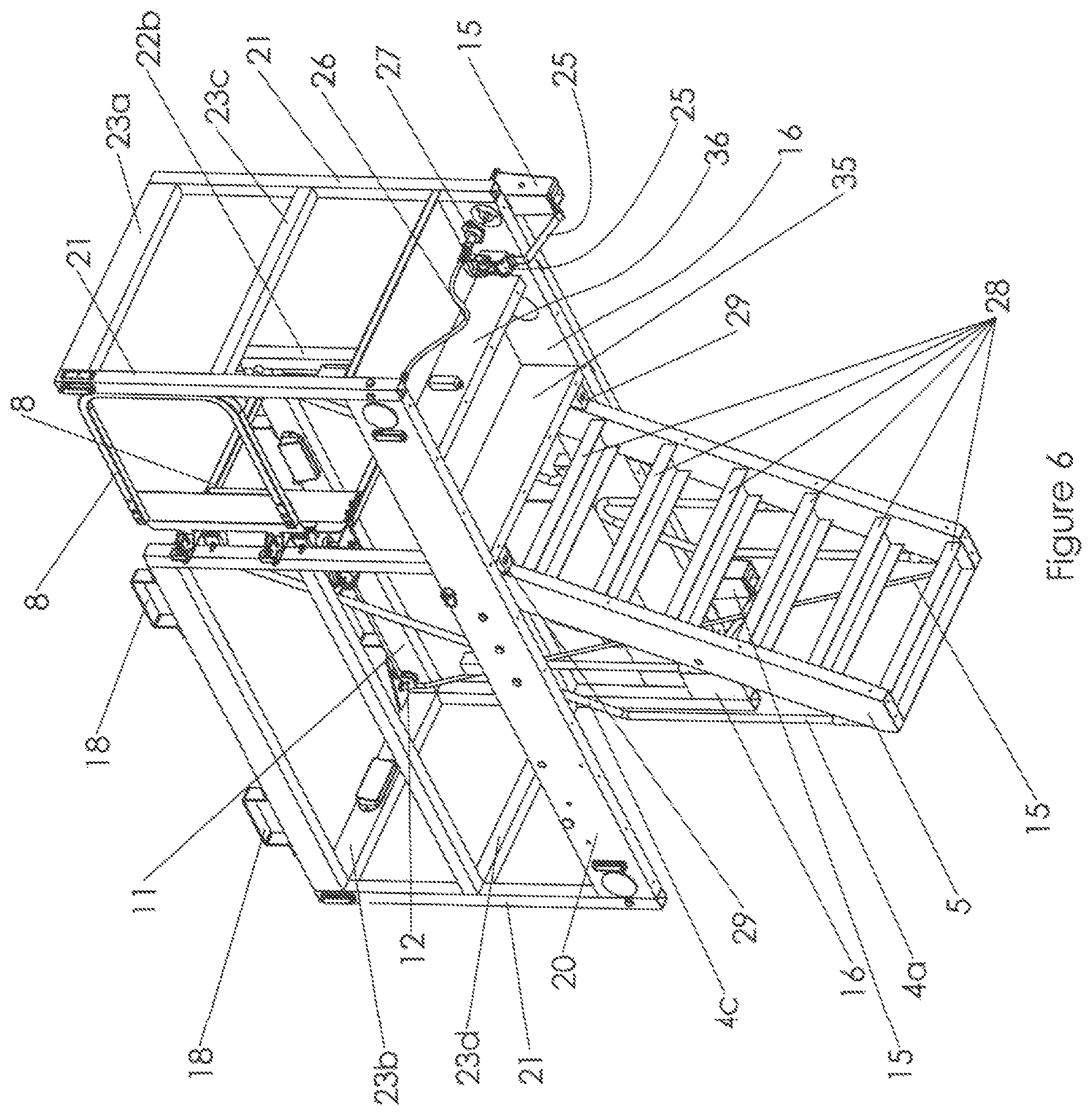 Patent US12090960 Figure 6 – Portable platform with retractable staircase