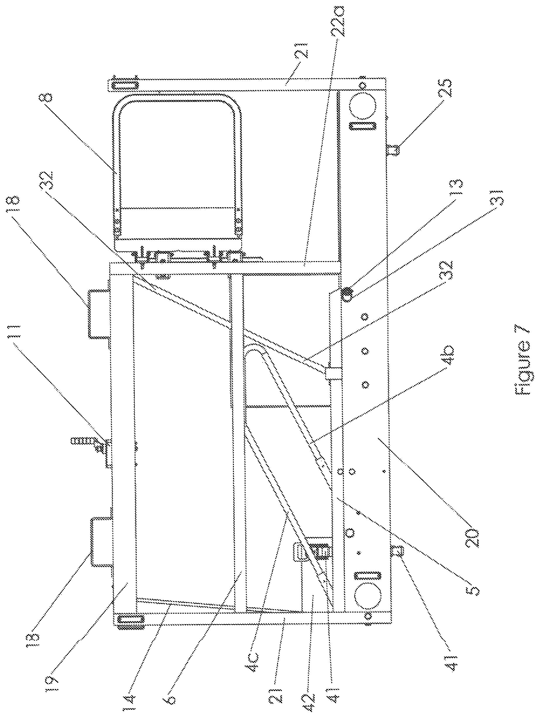 Patent US12090960 Figure 7 – Portable platform with retractable staircase