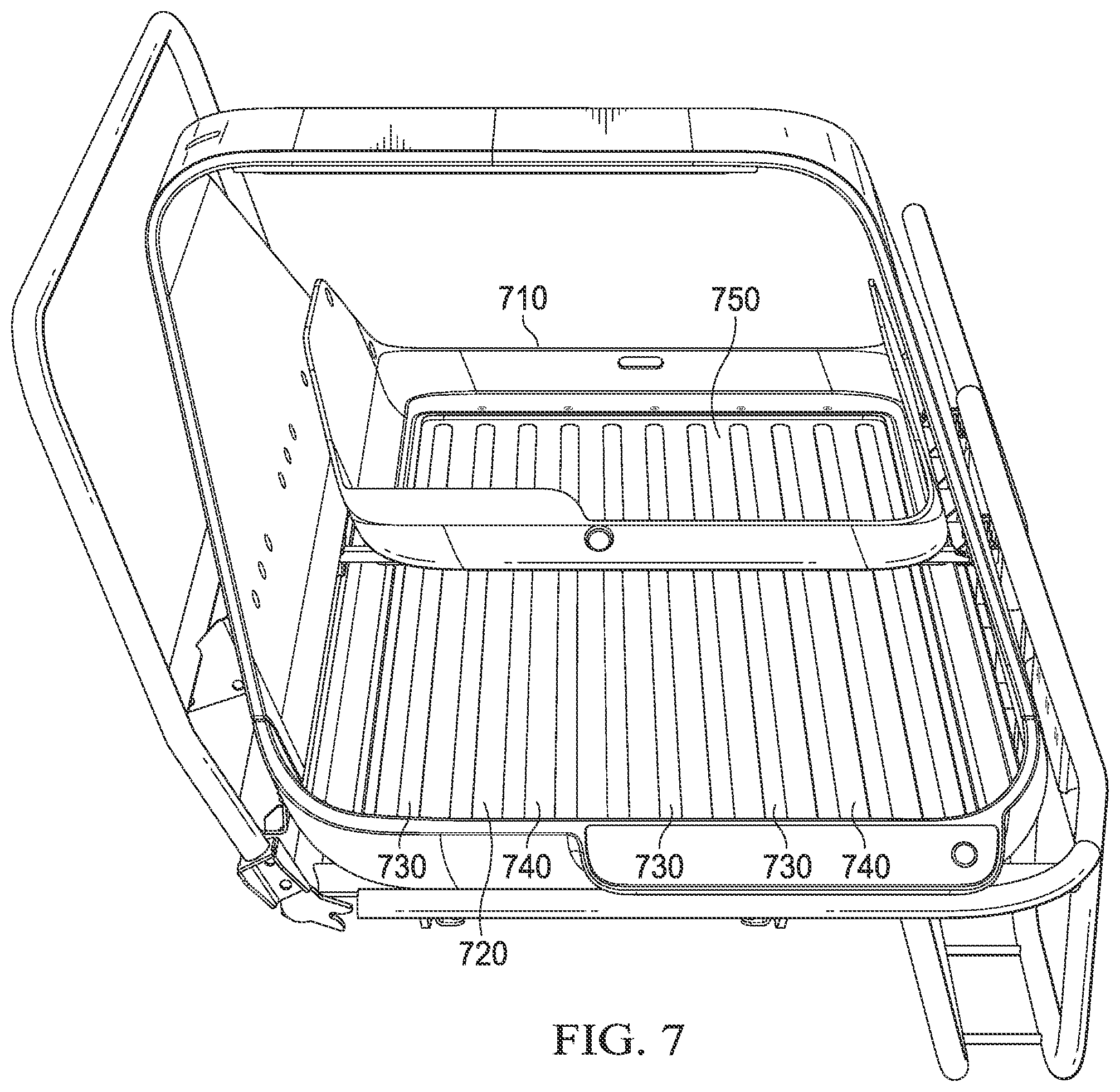 Patent US12090962 Figure 7 – Open interior delivery container