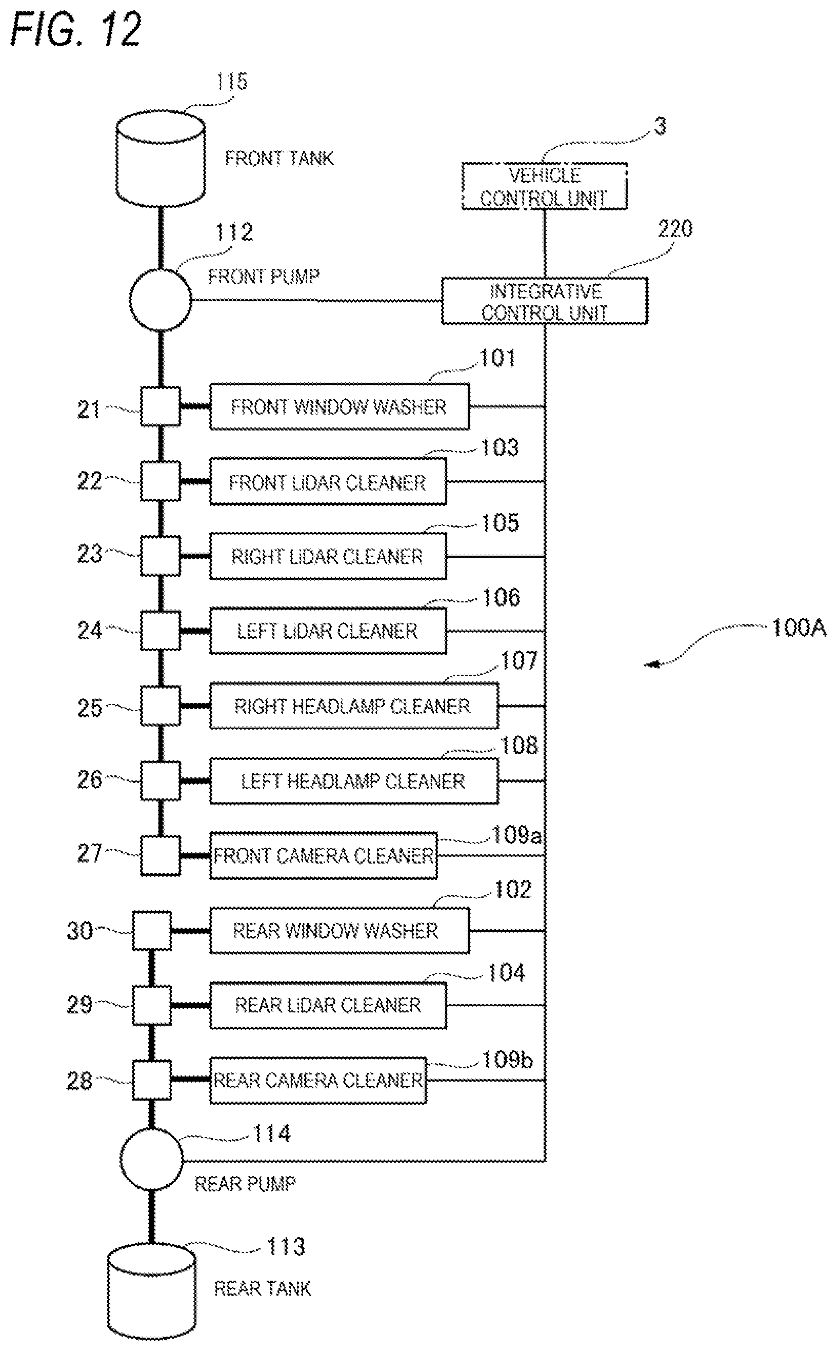 Patent US12090969 Figure 12 – Vehicle sensor cleaning systems
