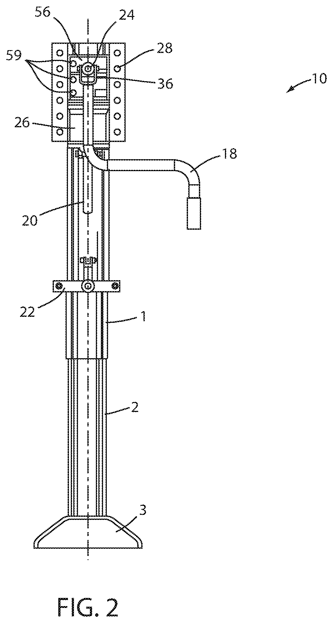 Patent US12090971 Figure 2 – Apparatus and method for lowering and raising a trailer