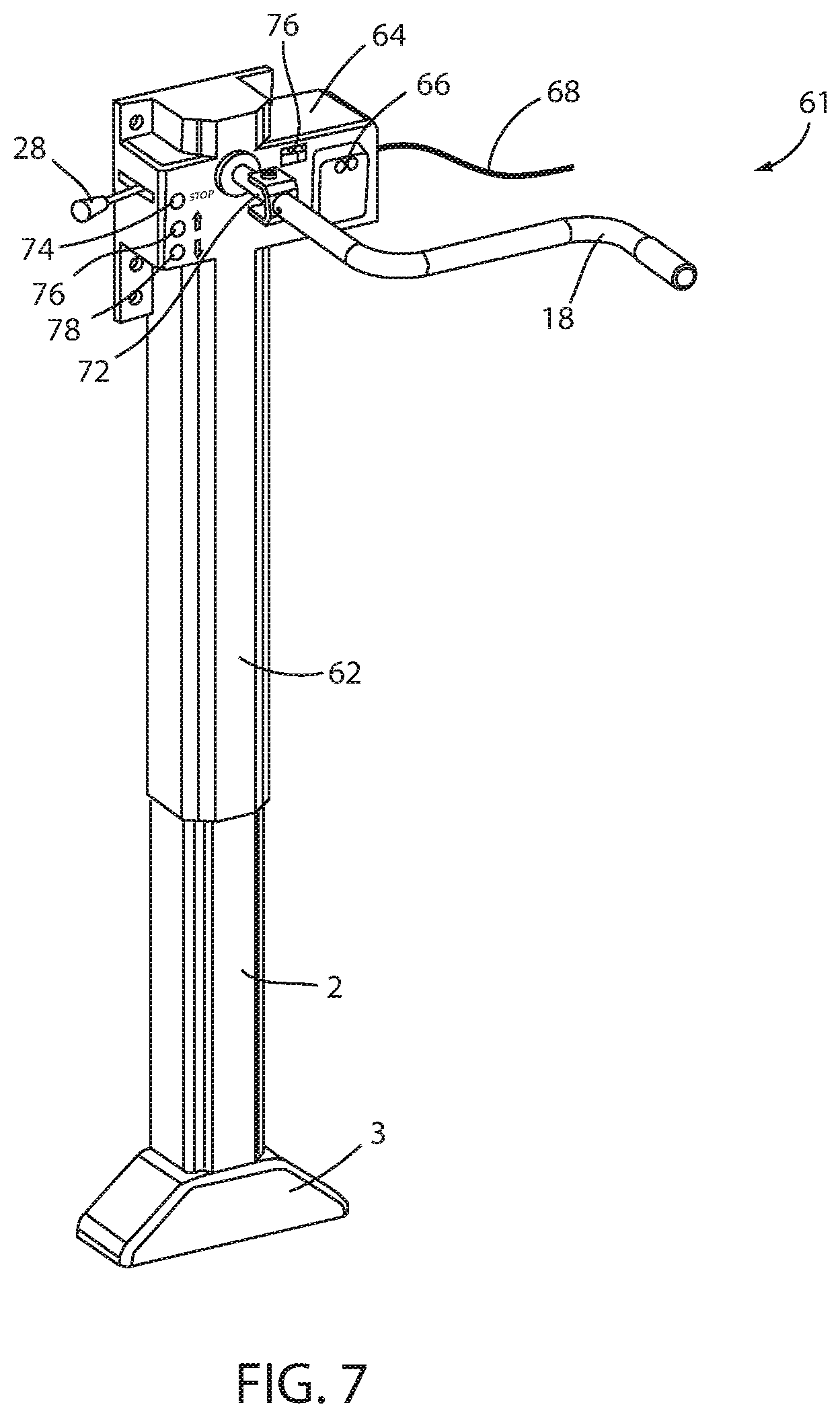 Patent US12090971 Figure 8 – Apparatus and method for lowering and raising a trailer