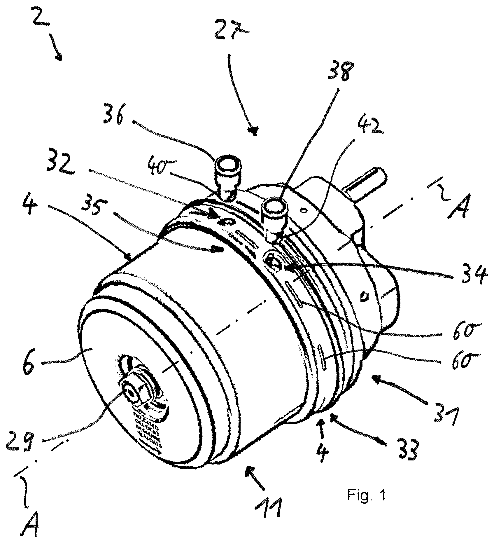 Patent US12090972 — Spring brake actuator — Figure 1