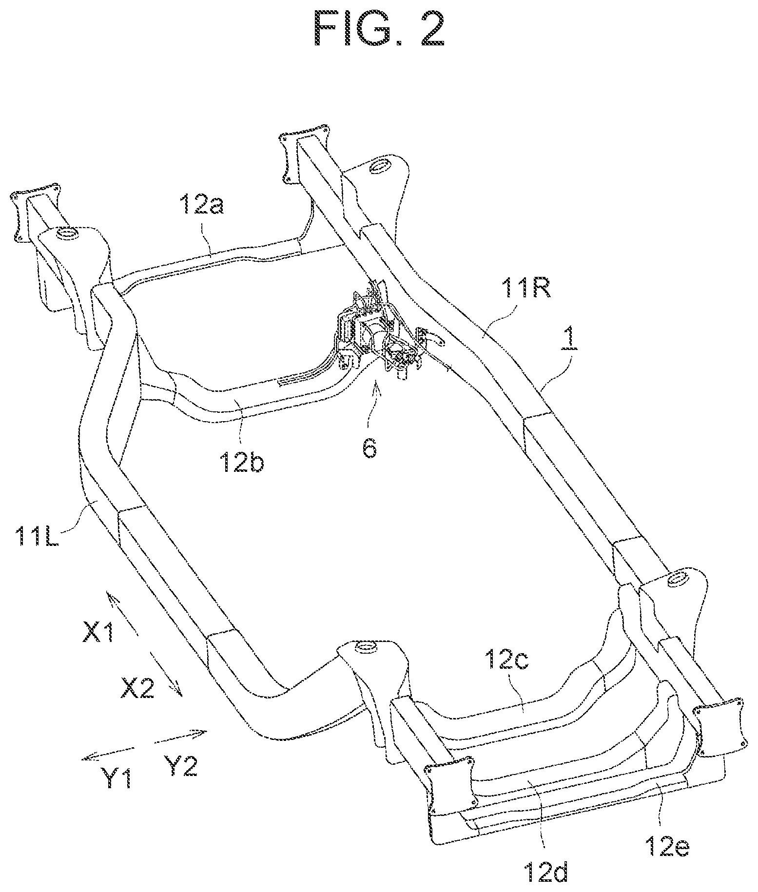 Patent US12090976 Figure 2 – Front structure of body-on-frame vehicle and method of replacing brake actuator