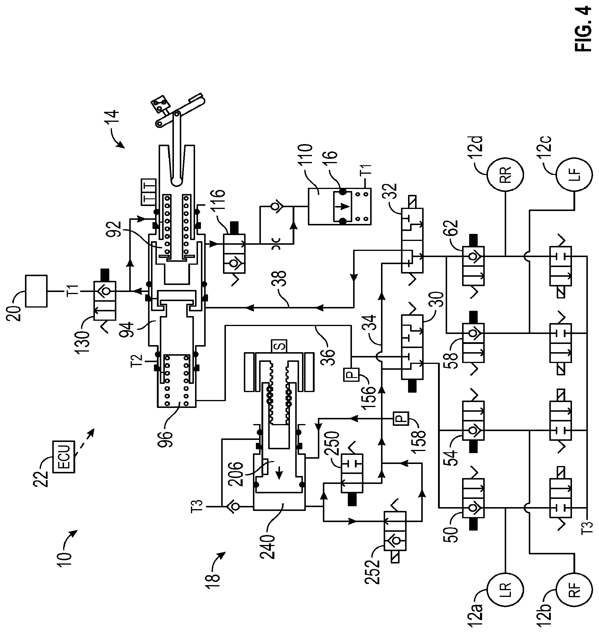 Patent US12090979 Figure 4 – Vehicle brake system and self-diagnostic testing