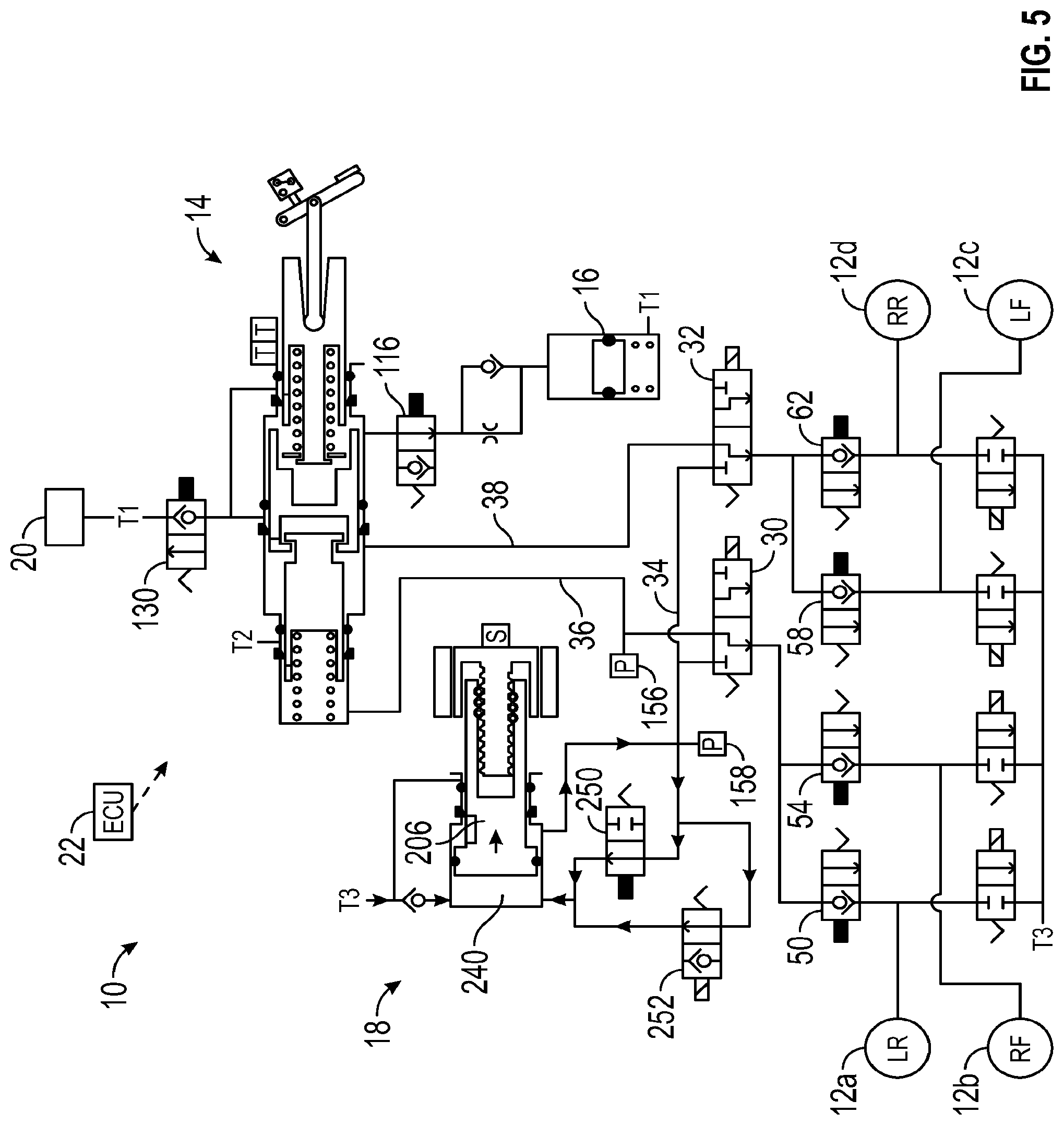 Patent US12090979 Figure 5 – Vehicle brake system and self-diagnostic testing