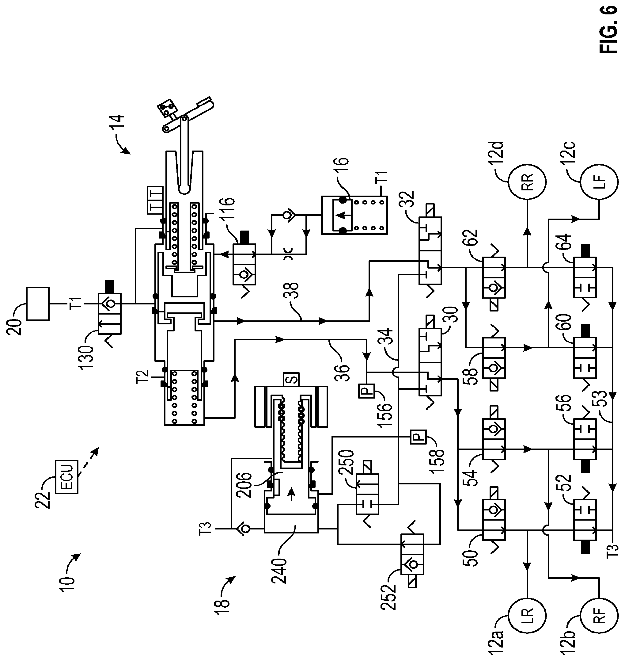 Patent US12090979 Figure 6 – Vehicle brake system and self-diagnostic testing