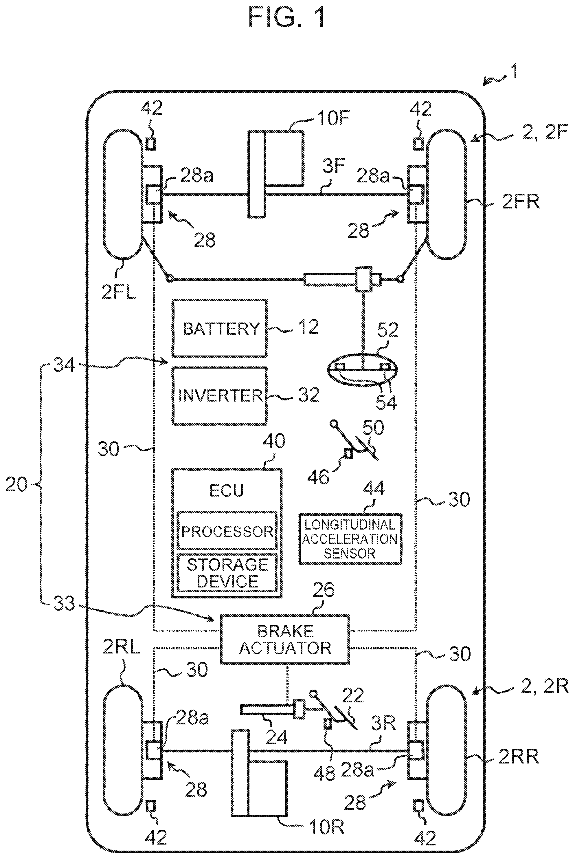 Patent US12090984 Figure 1 – Vehicle and vehicle control method