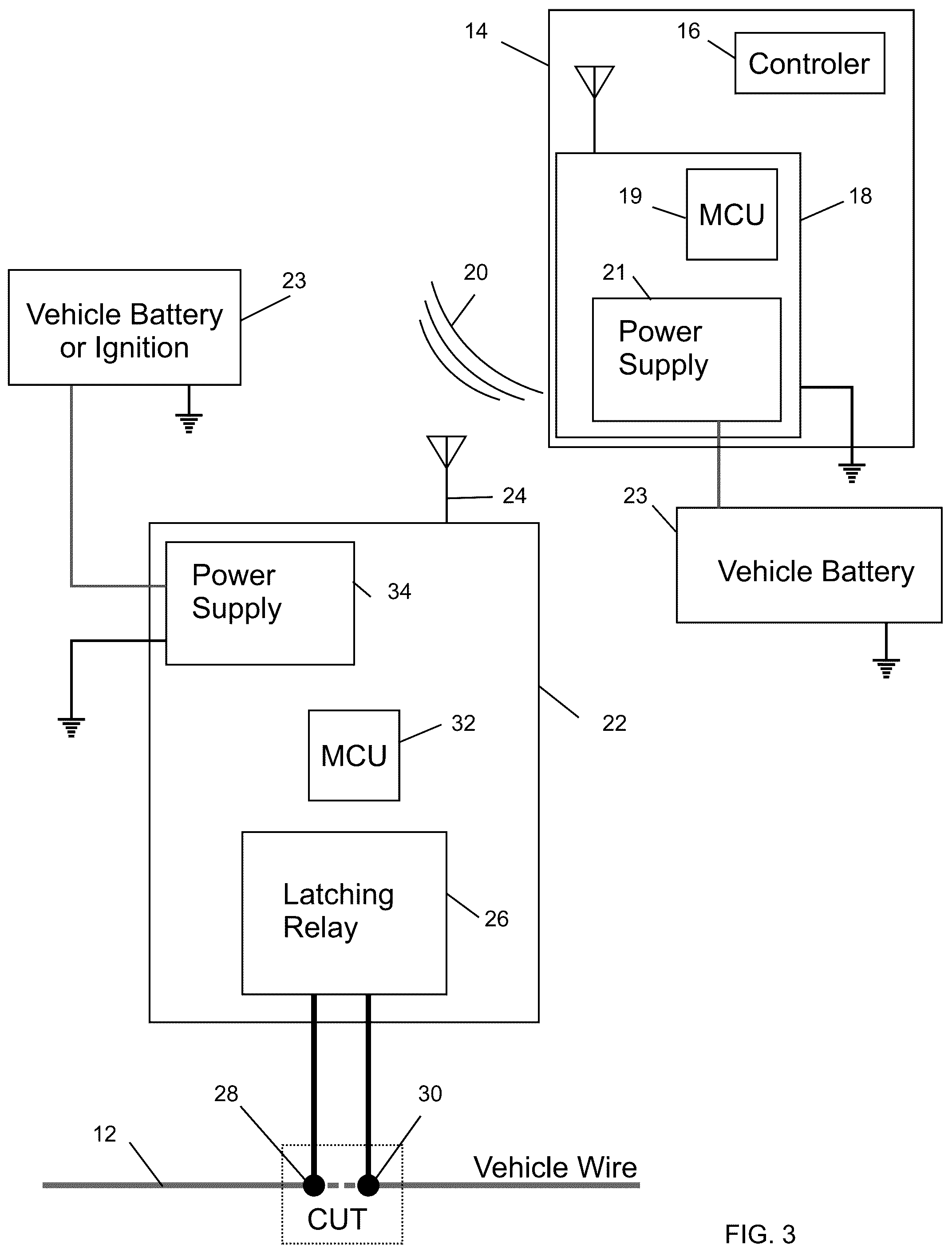 Patent US12090989 Figure 3 – System and method using wireless latching relay for vehicle sharing