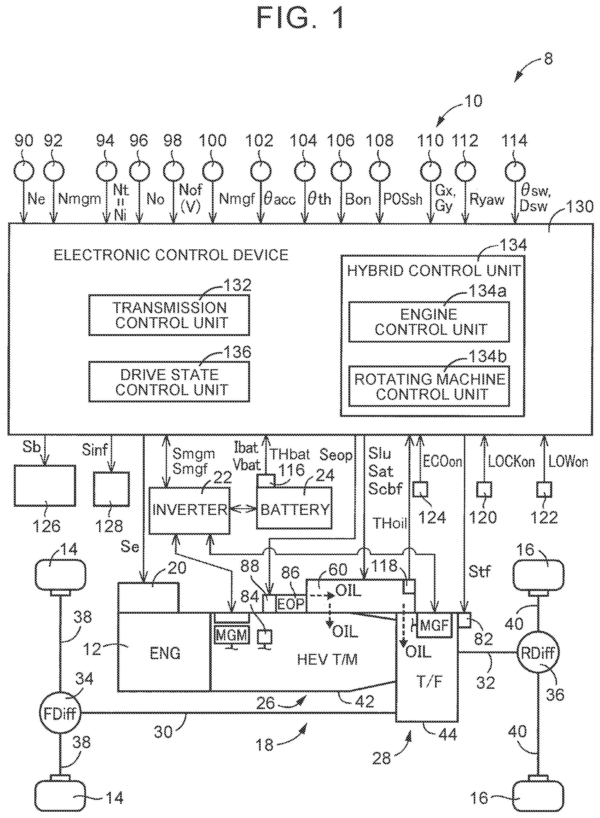 Patent US12090990 Figure 1 – Vehicle drive device and control method therefor
