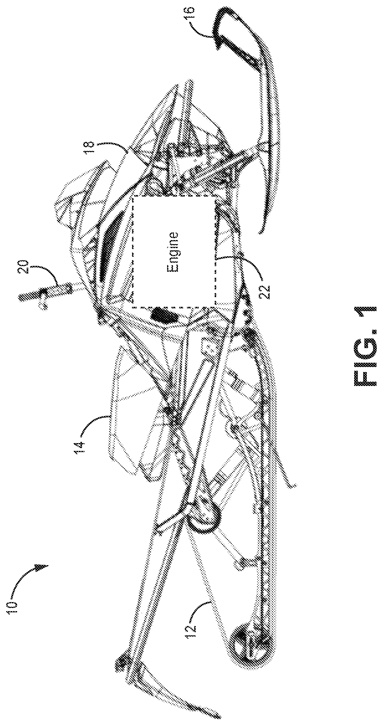 Patent US12092005 Figure 1 – Snowmobile having a parallel-path exhaust system for two-stroke engine
