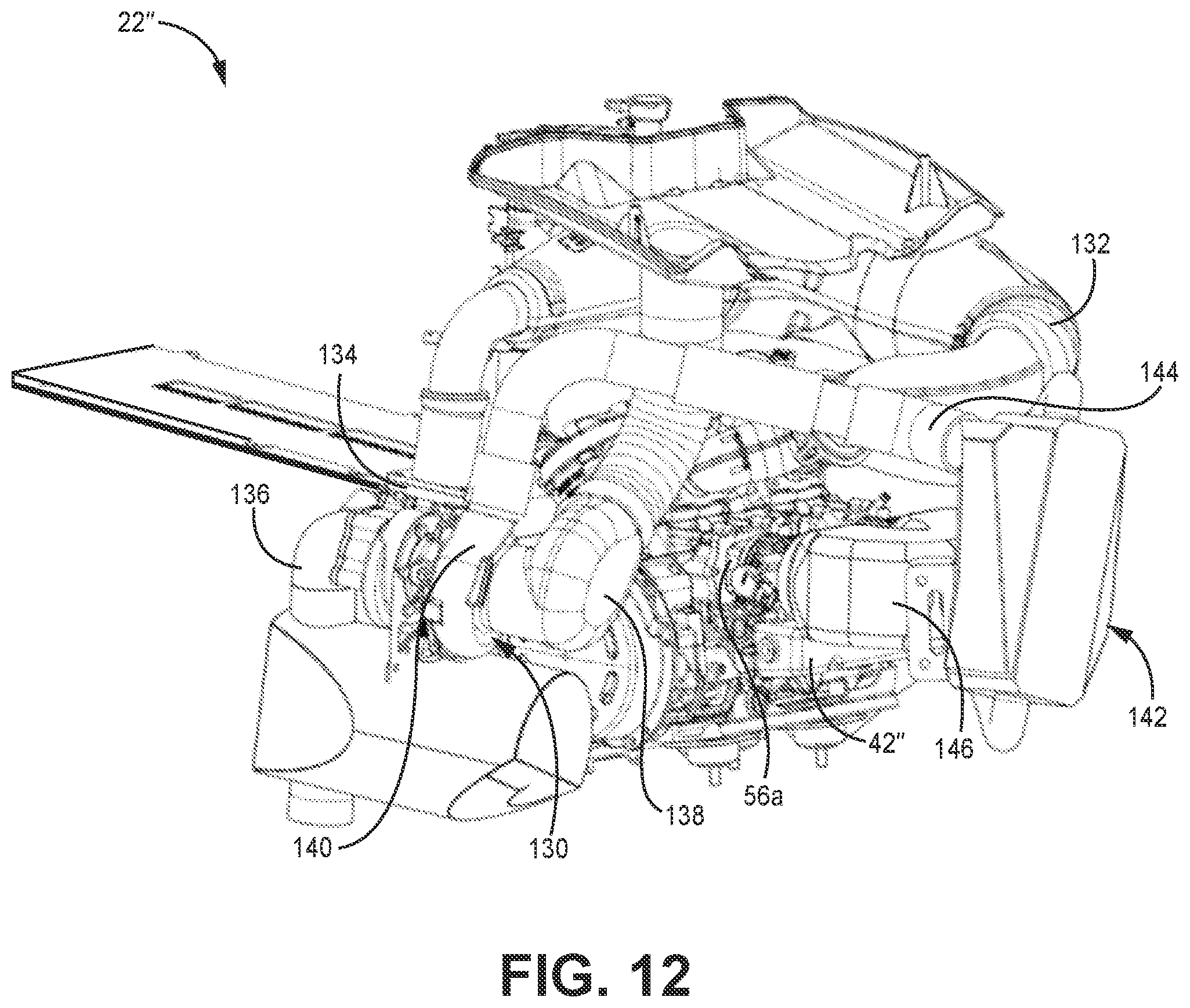 Patent US12092005 Figure 13 – Snowmobile having a parallel-path exhaust system for two-stroke engine