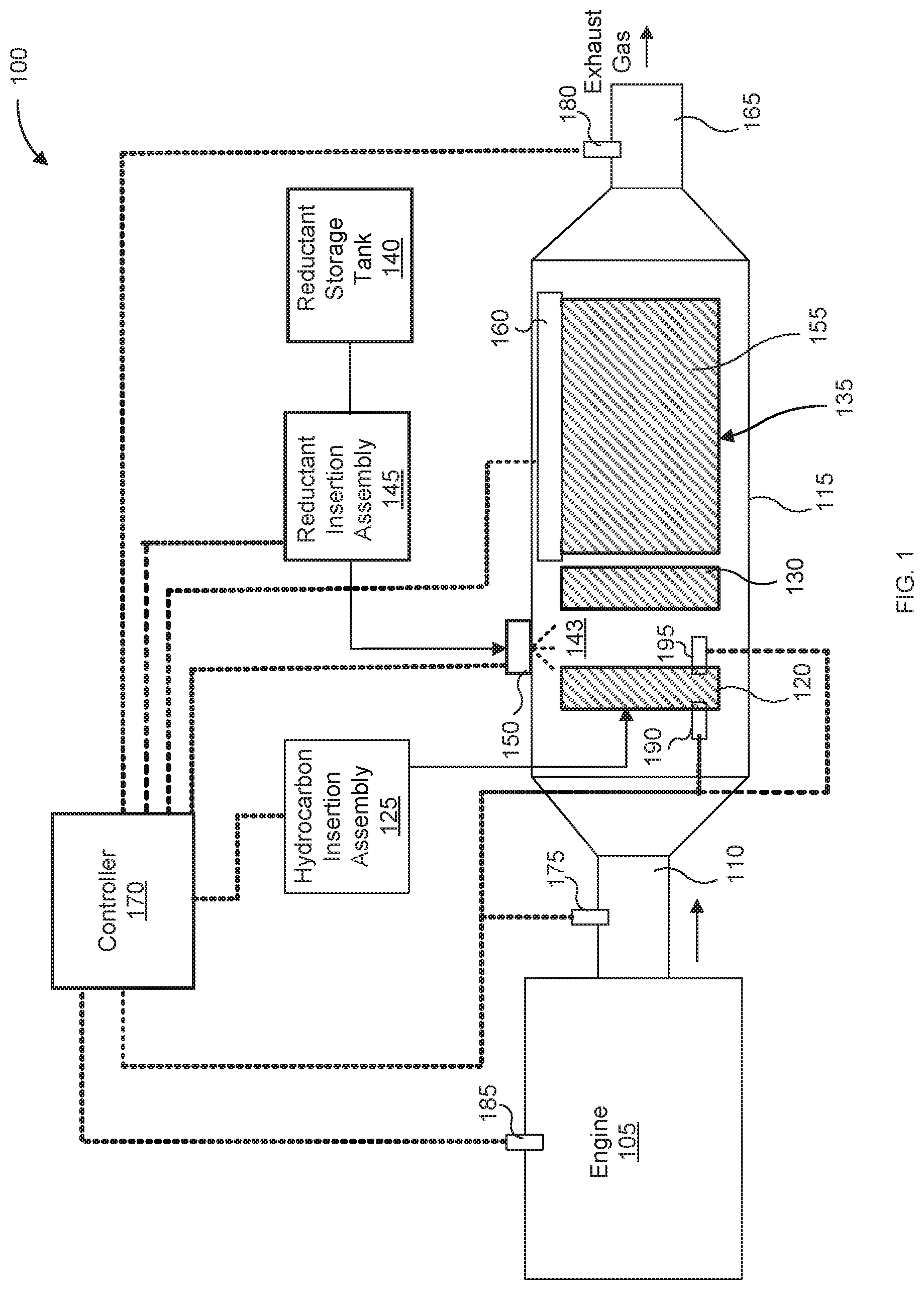 Patent US12092011 — System and method for mitigating high sulfur fuel impact for DOC/DPF system — Figure 1