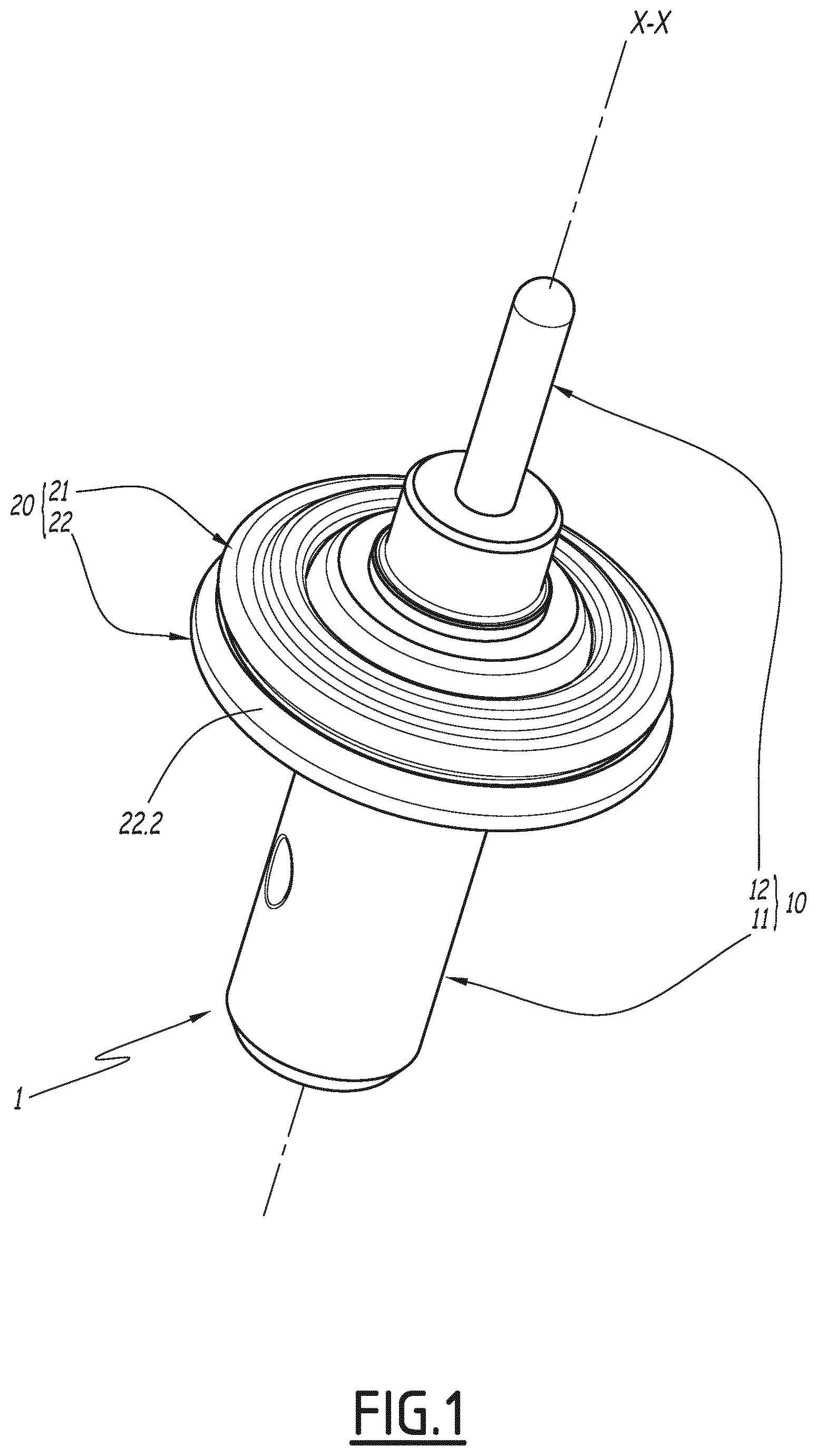 Patent US12092013 Figure 1 – Thermostatic device for regulating the circulation of a fluid, corresponding thermostatic valve and method for manufacturing such a device