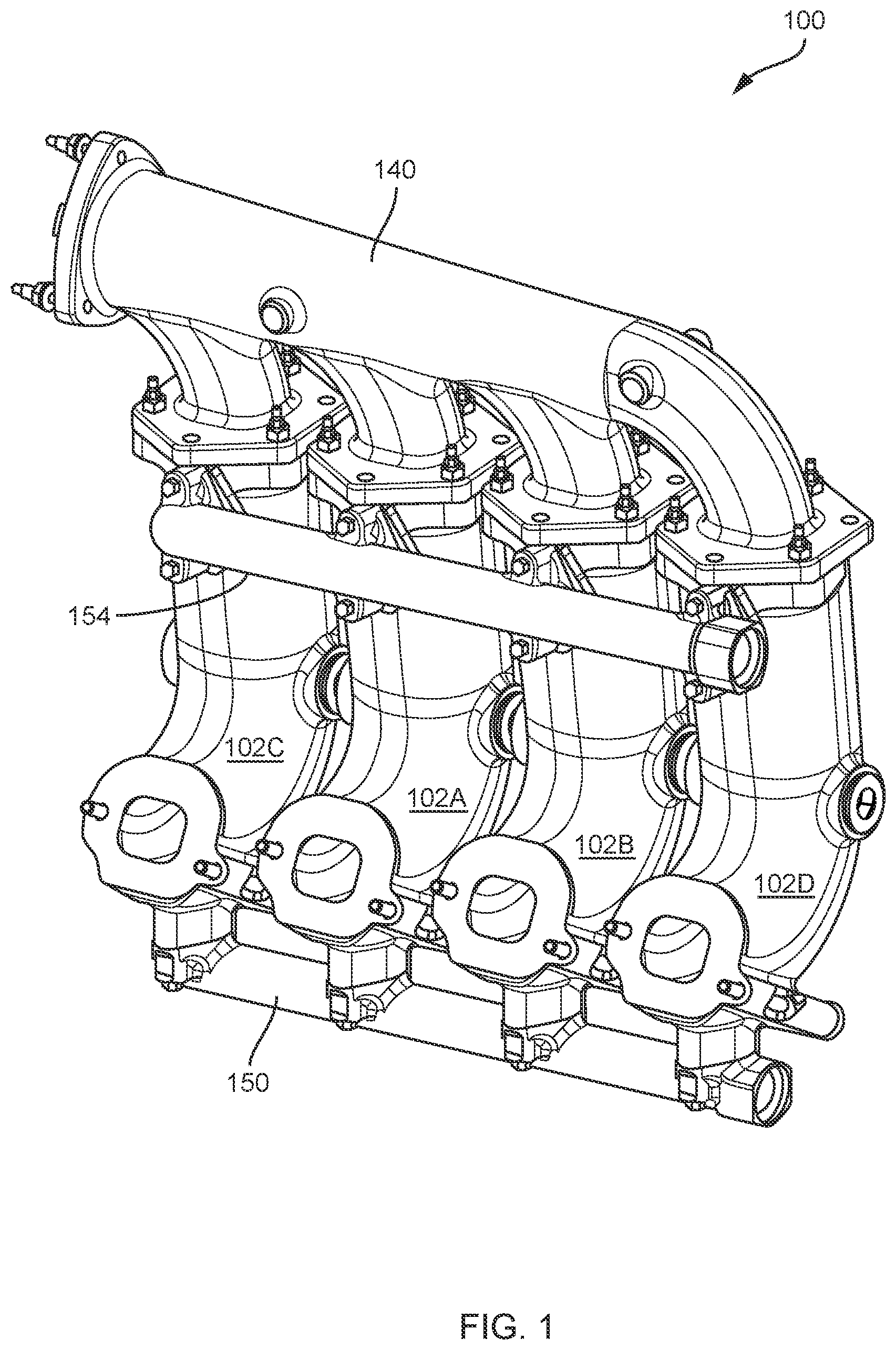 Patent US12092017 — Fluid-cooled manifolds and engine systems — Figure 1