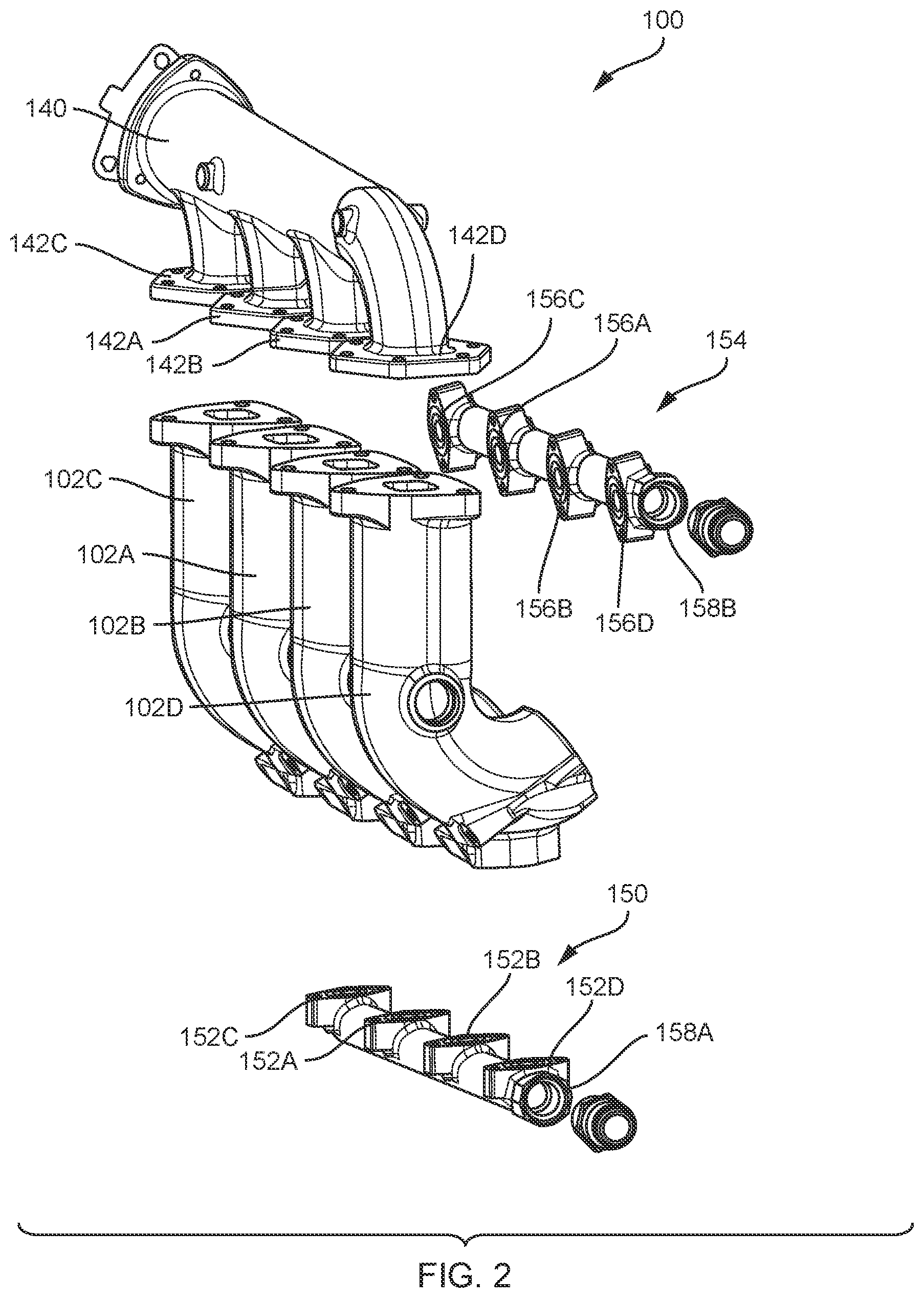 Patent US12092017 Figure 2 – Fluid-cooled manifolds and engine systems
