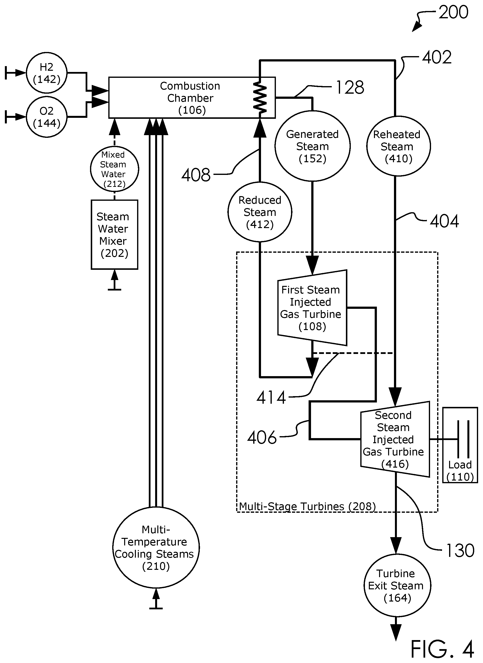 Patent US12092021 Figure 4 – Hydrogen hybrid cycle system