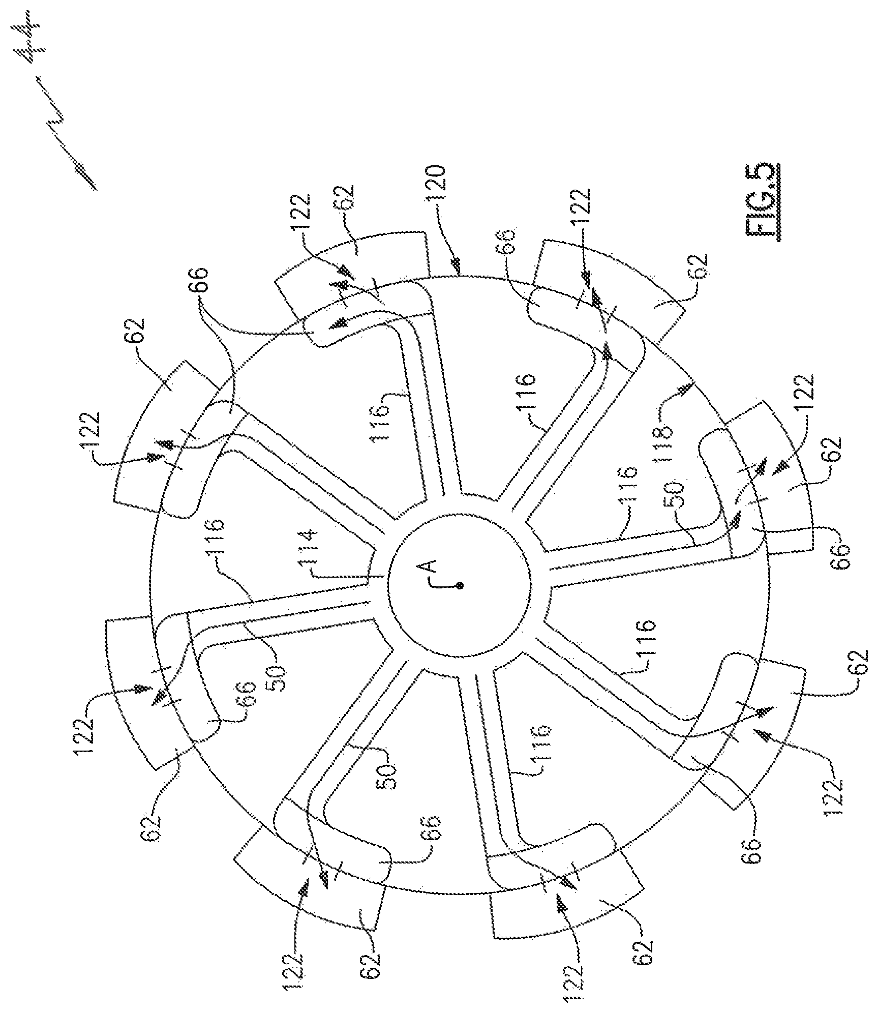 Patent US12092022 Figure 5 – Forward mounted hydrogen steam injected and inter-cooled turbine engine with octopus ducting