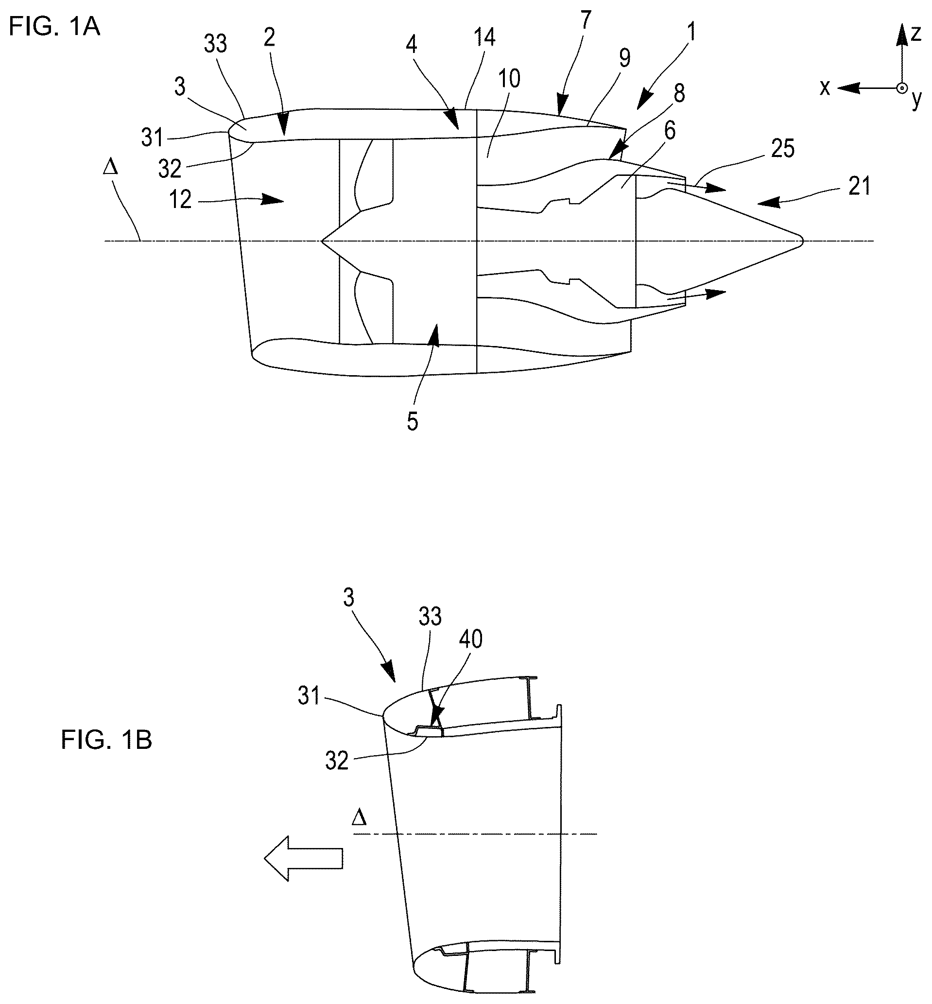 Patent US12092026 Figure 1 – Nacelle air intake and nacelle comprising such an air intake