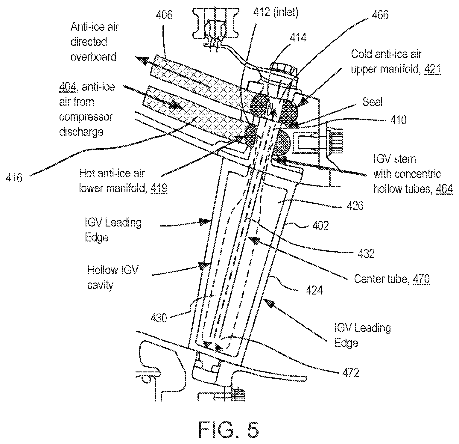 Patent US12092027 Figure 5 – Manifold assembly and anti-ice system for gas turbine engine
