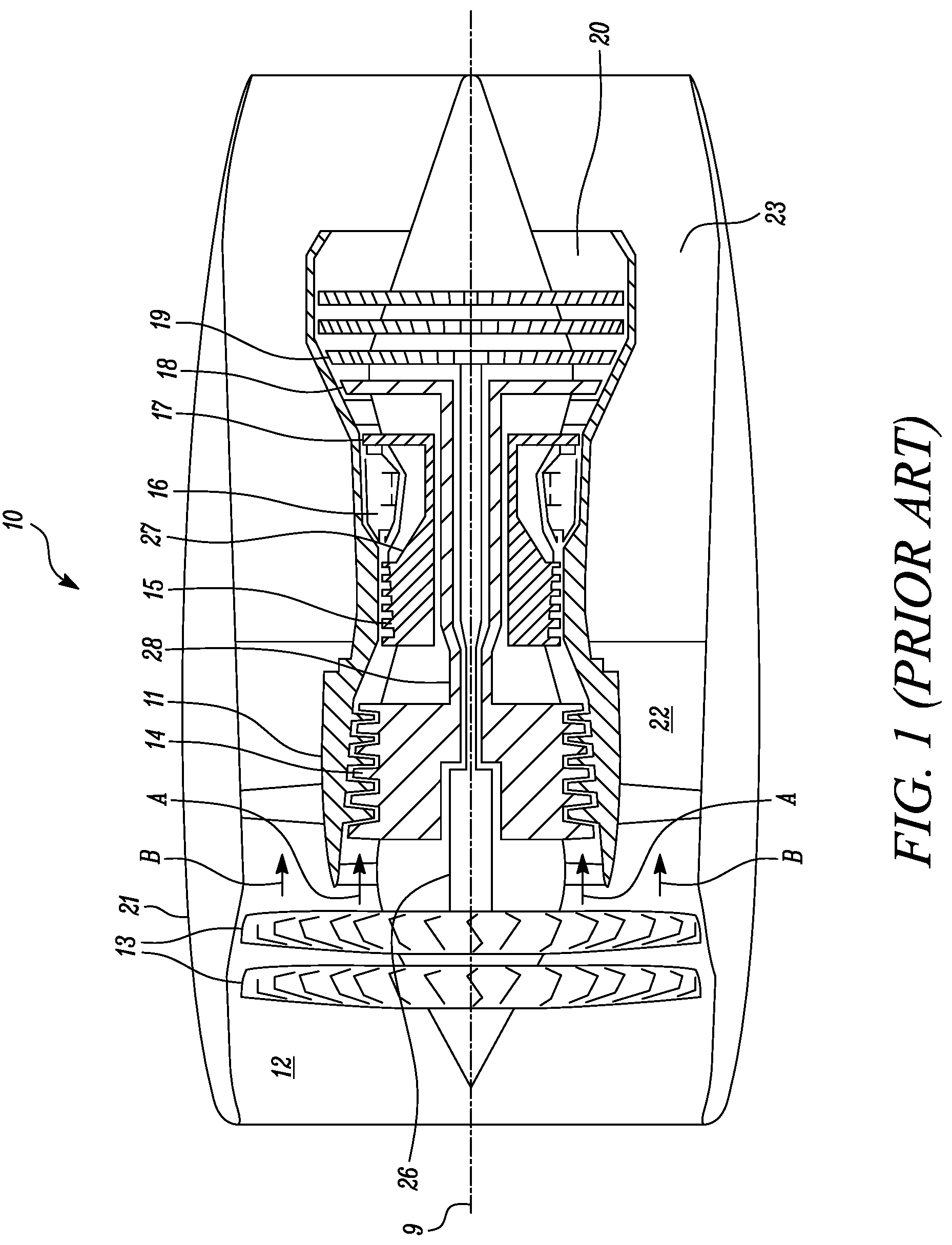 Patent US12092030 Figure 1 – Gas turbine engine