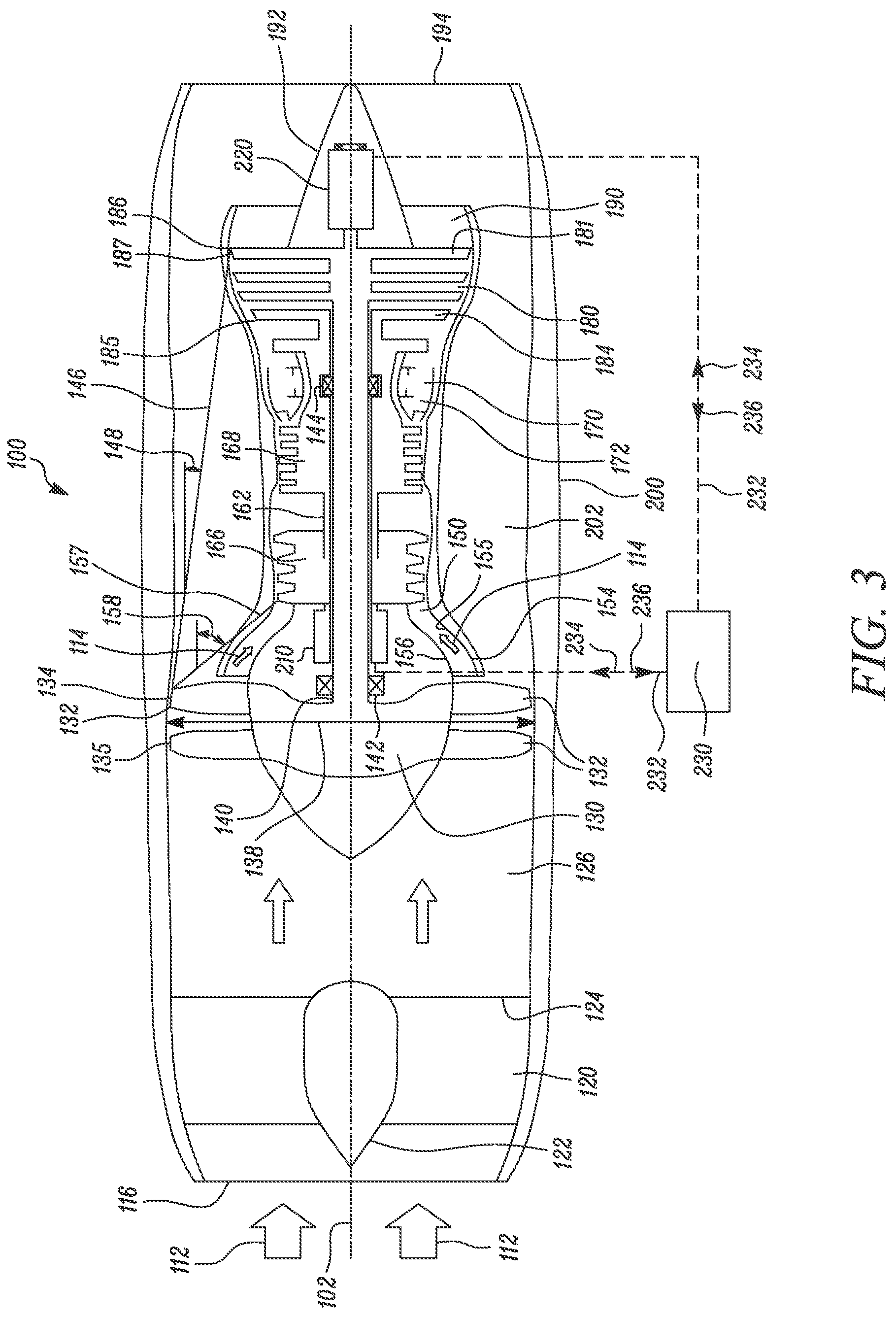 Patent US12092030 Figure 3 – Gas turbine engine