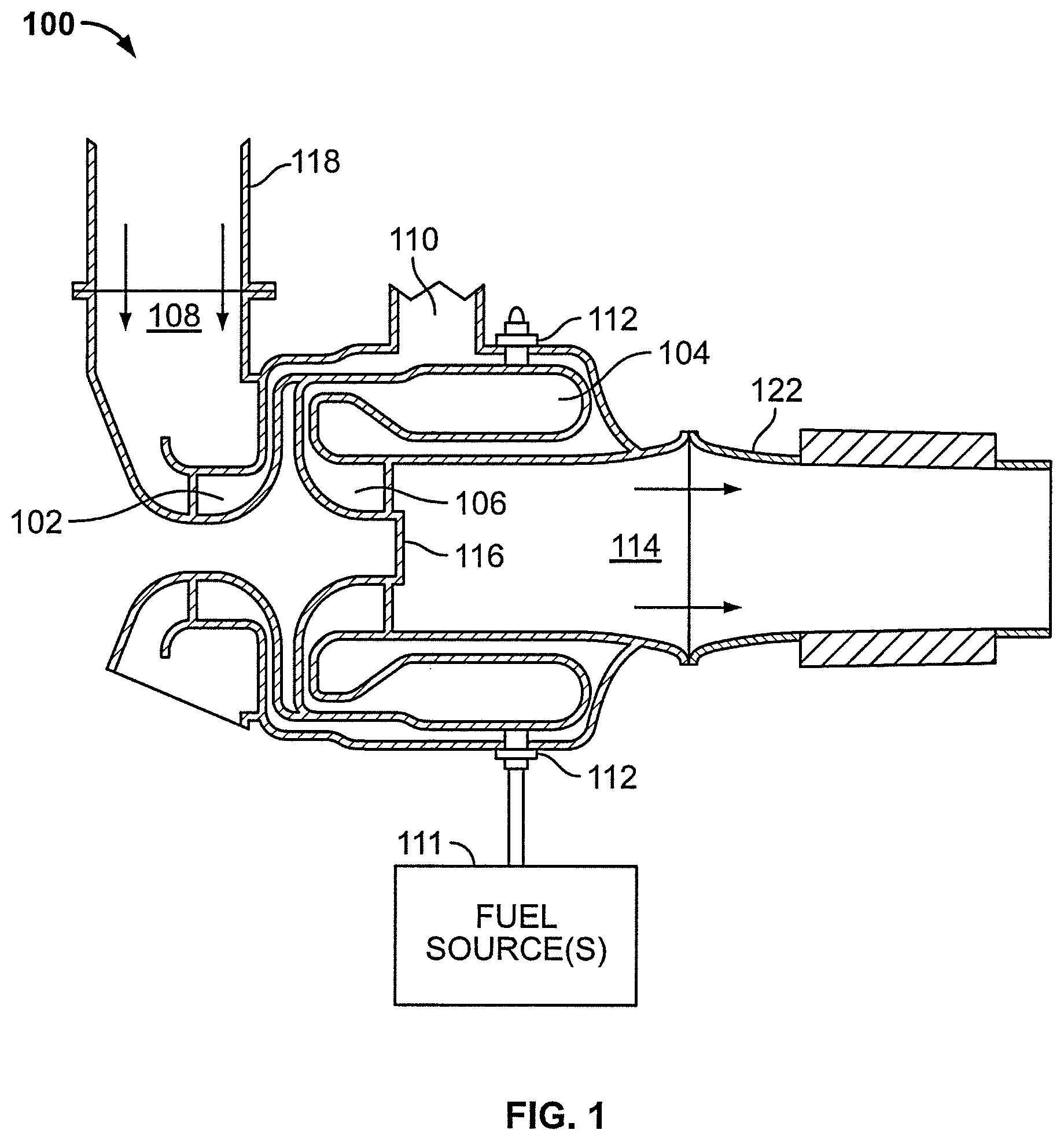 Patent US12092032 Figure 1 – Gas turbine engine hydrogen supply system and method