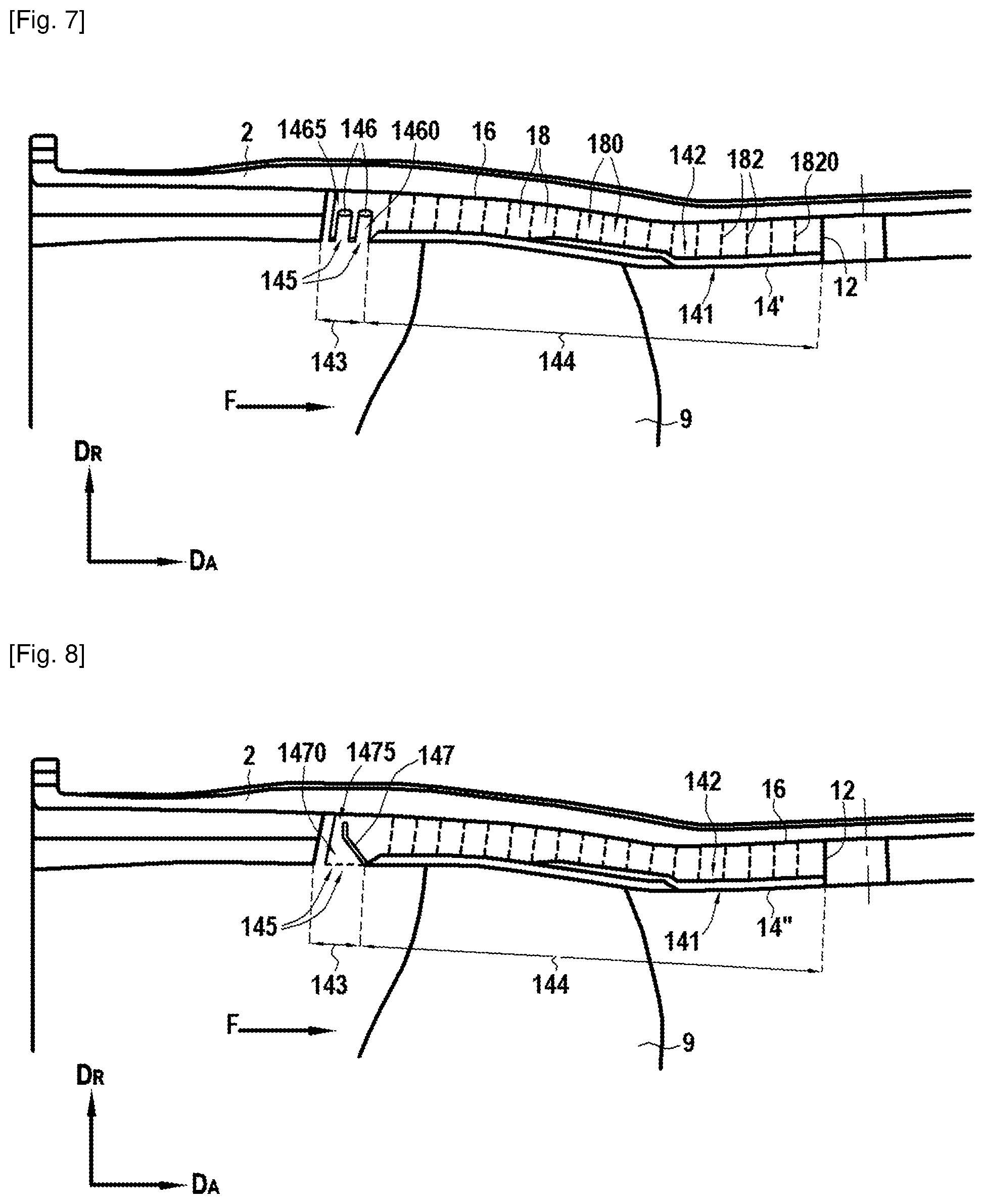 Patent US12092033 Figure 4 – Integration of a fan flutter damper in an engine casing
