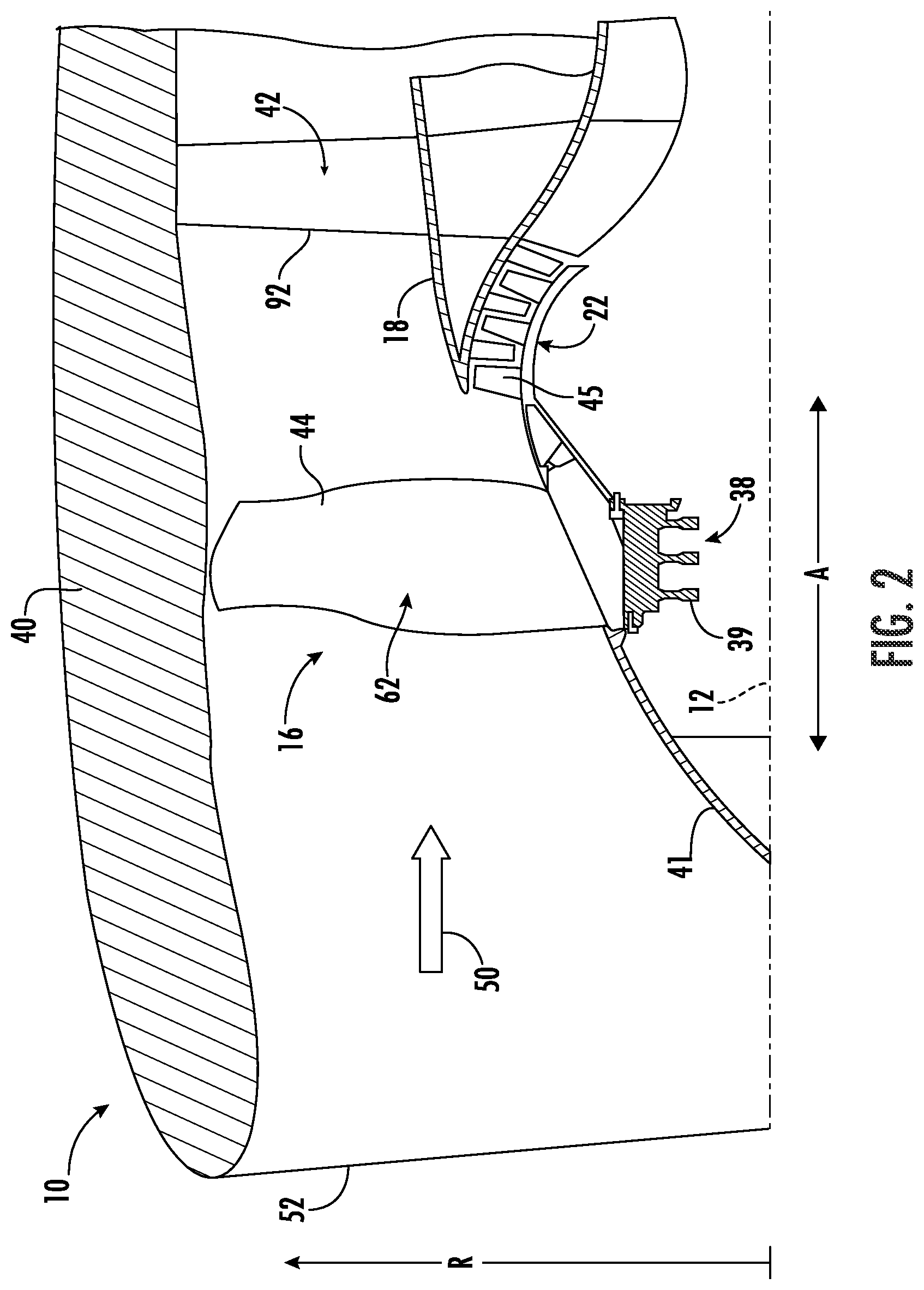Patent US12092034 Figure 2 – Circumferentially varying fan casing treatments for reducing fan noise effects
