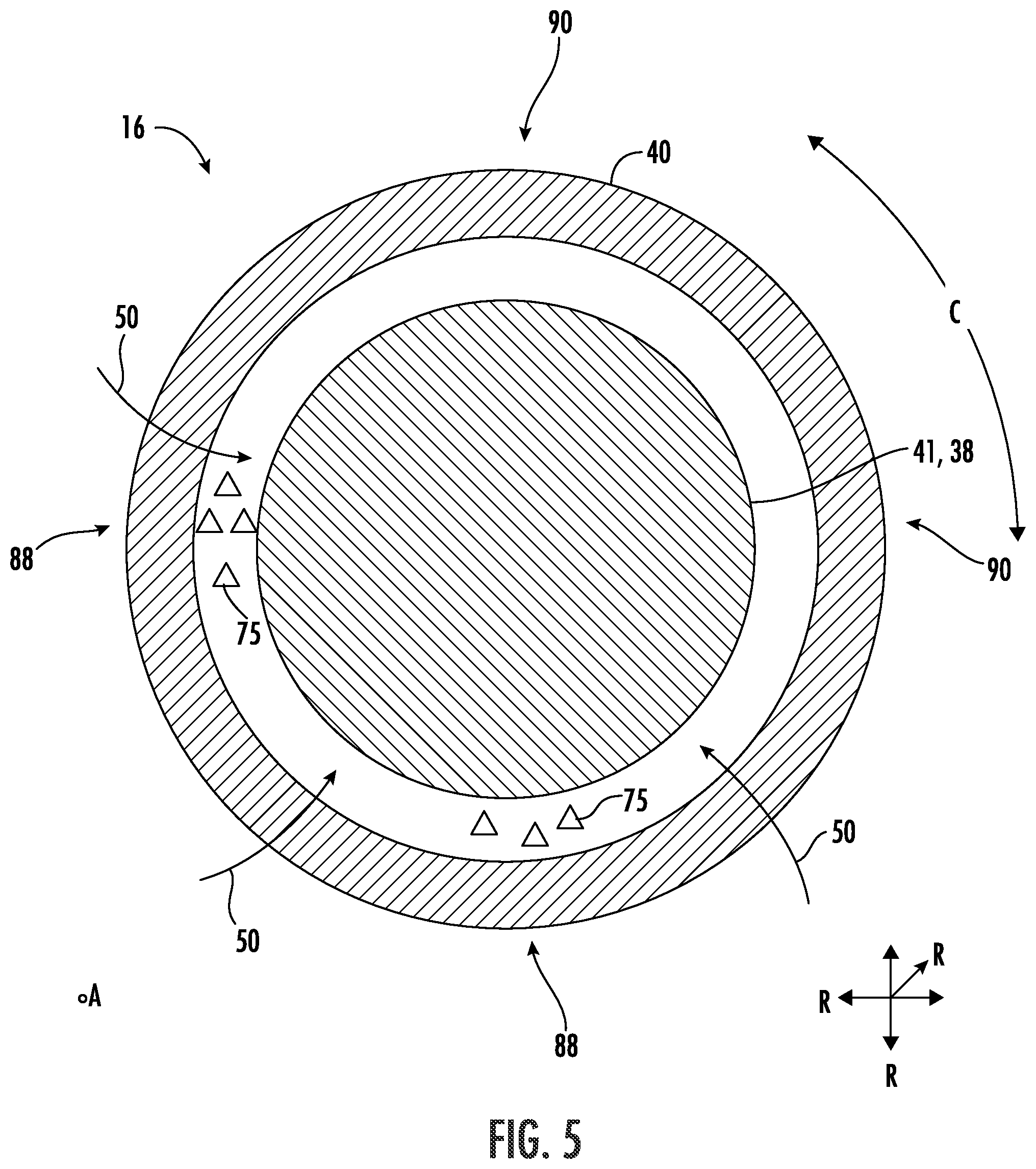 Patent US12092034 Figure 6 – Circumferentially varying fan casing treatments for reducing fan noise effects