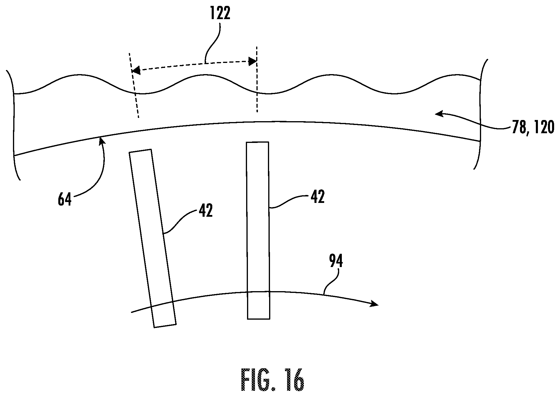 Patent US12092034 Figure 19 – Circumferentially varying fan casing treatments for reducing fan noise effects
