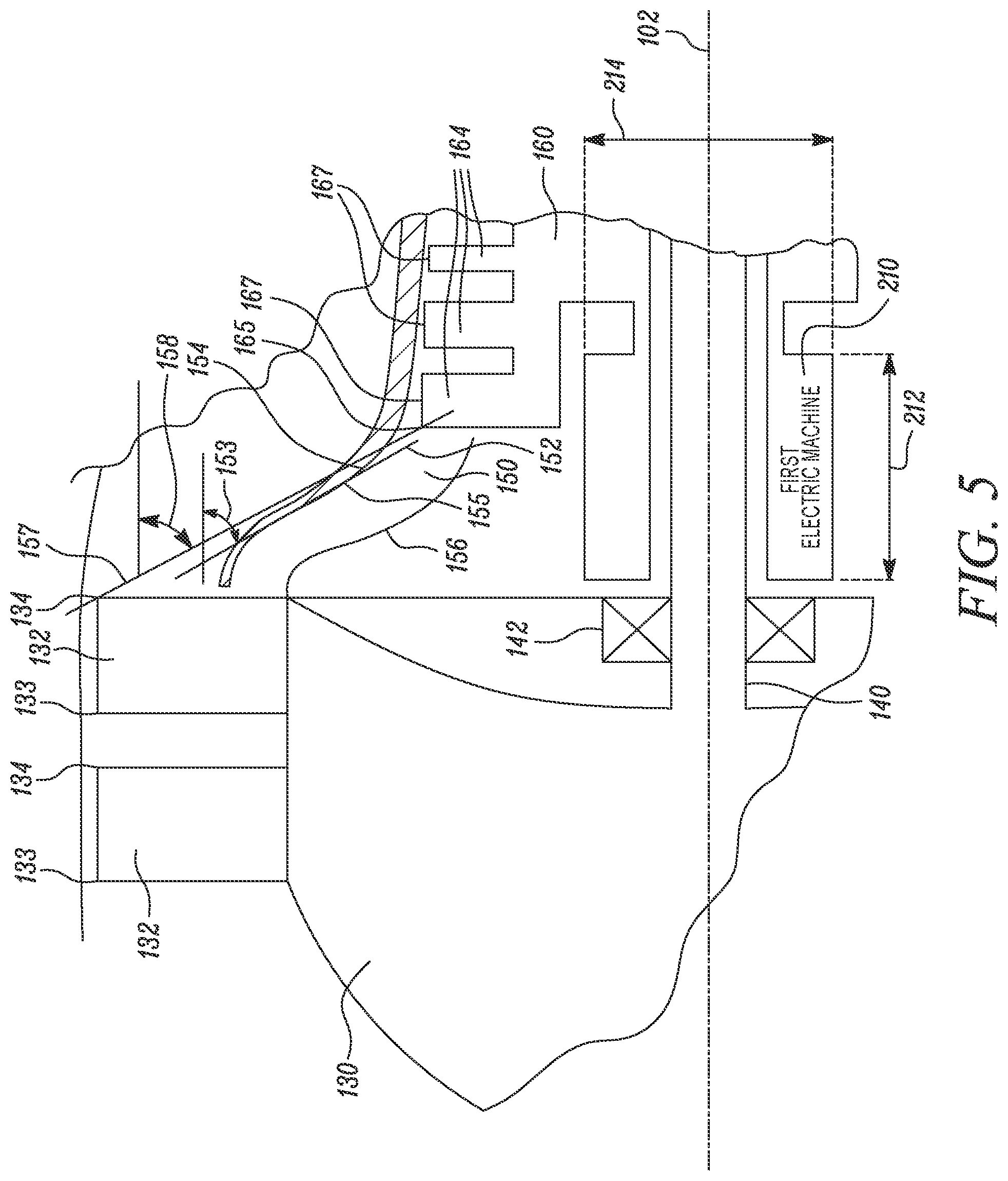 Patent US12092037 Figure 5 – Gas turbine engine with electric machines