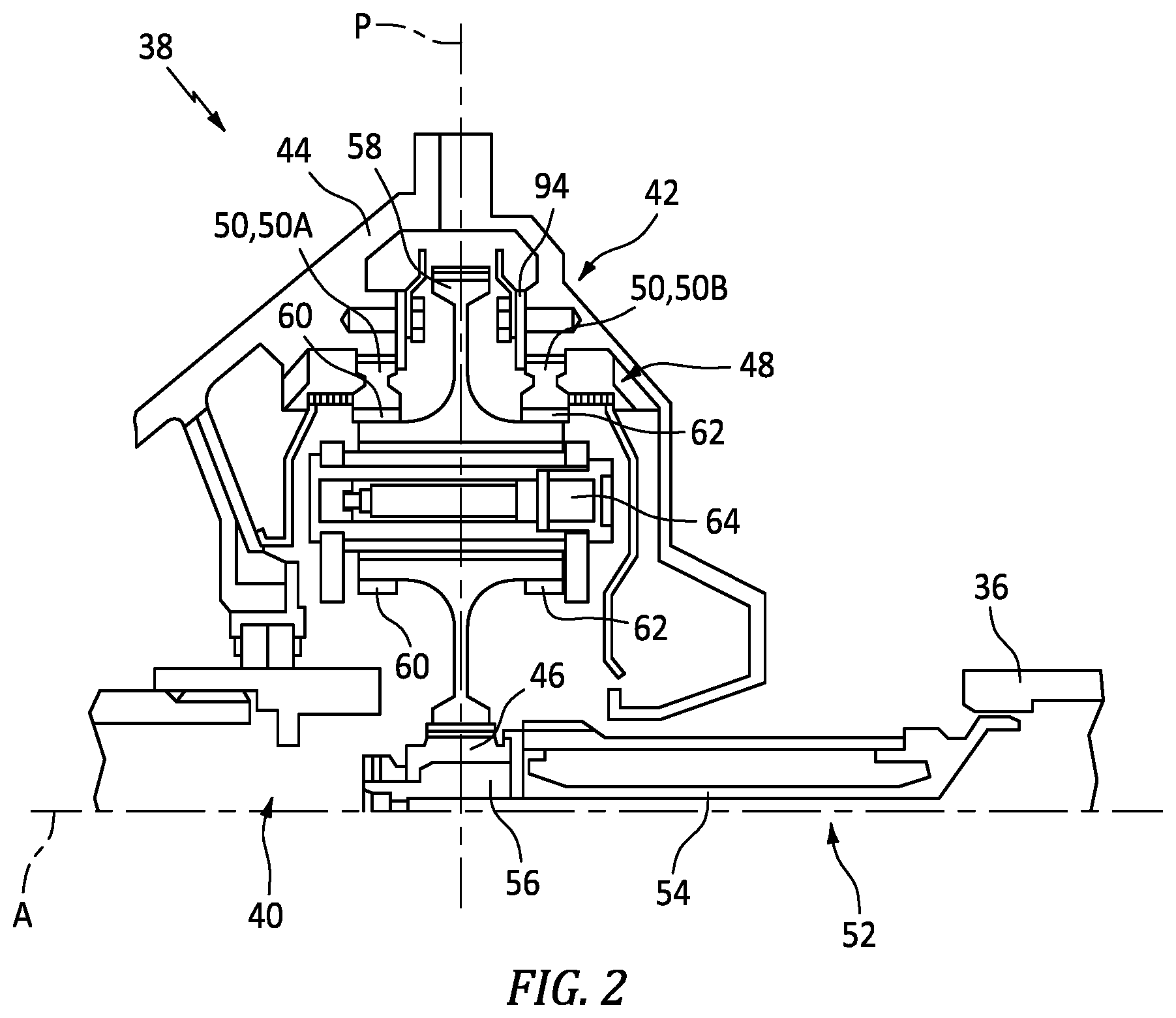 Patent US12092039 Figure 2 – Reduction gearbox for gas turbine engine
