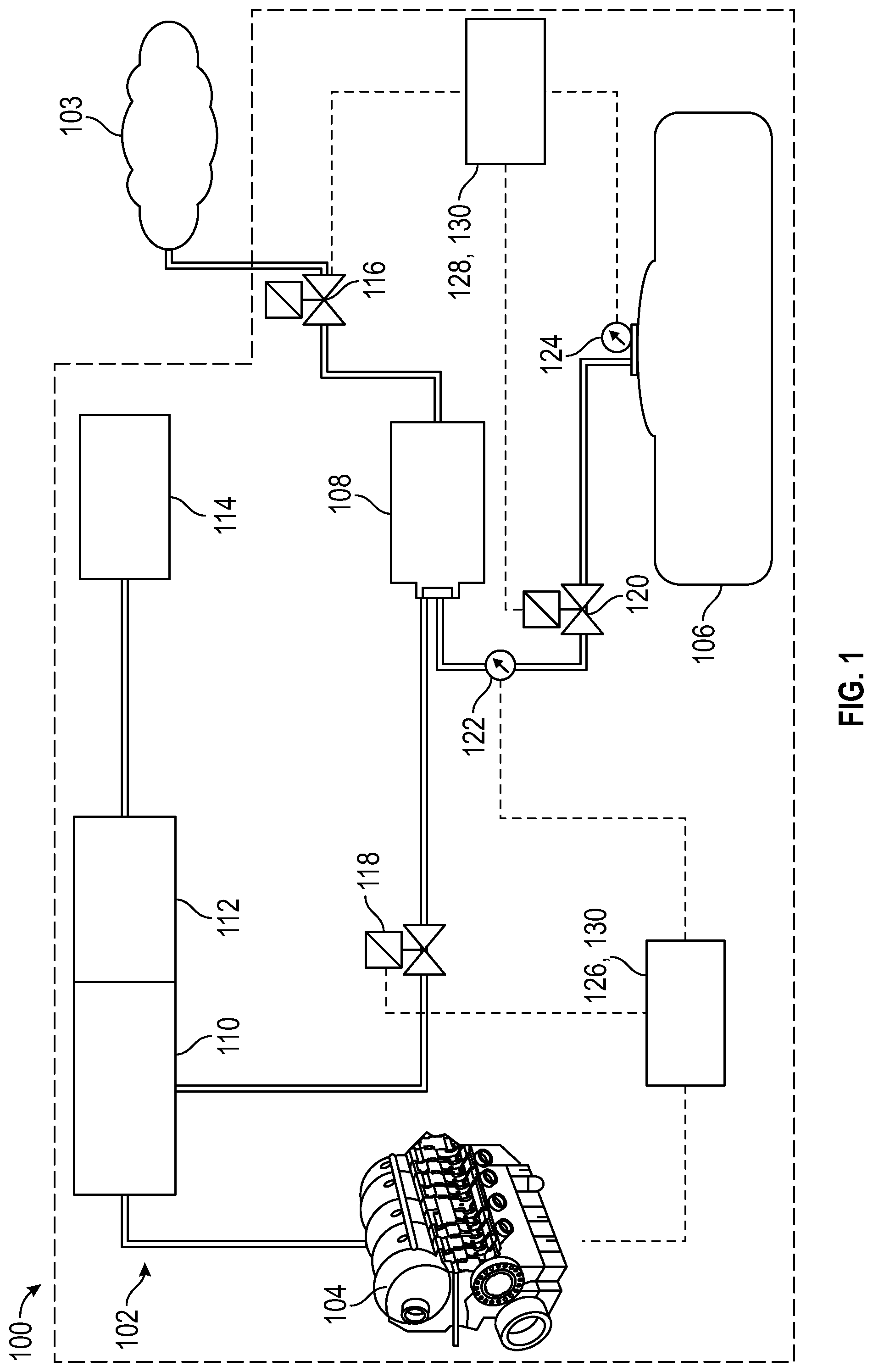 Patent US12092044 Figure 1 – Fuel tank isolation valve controls and diagnostics