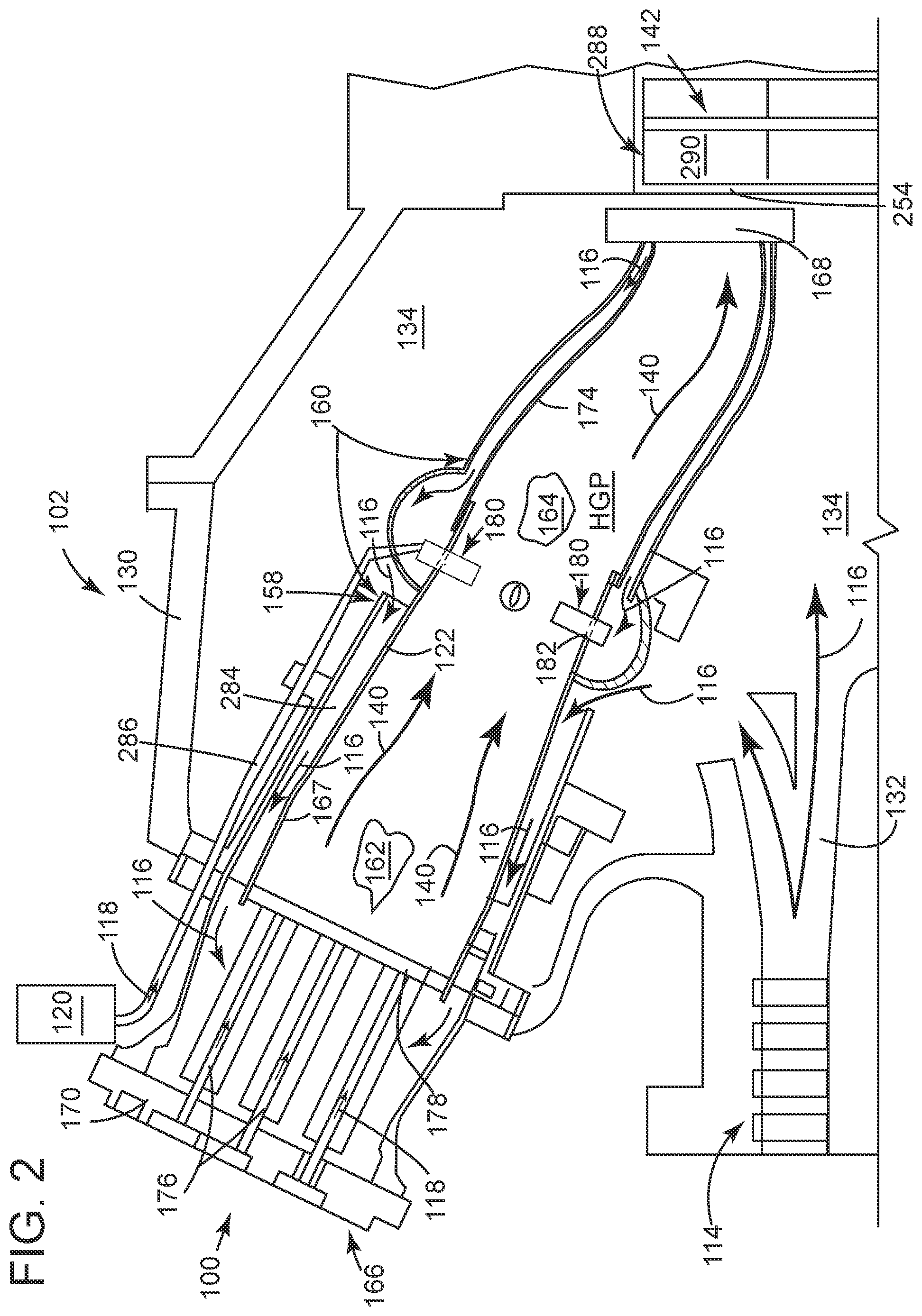 Patent US12092061 Figure 2 – Axial fuel stage immersed injectors with internal cooling